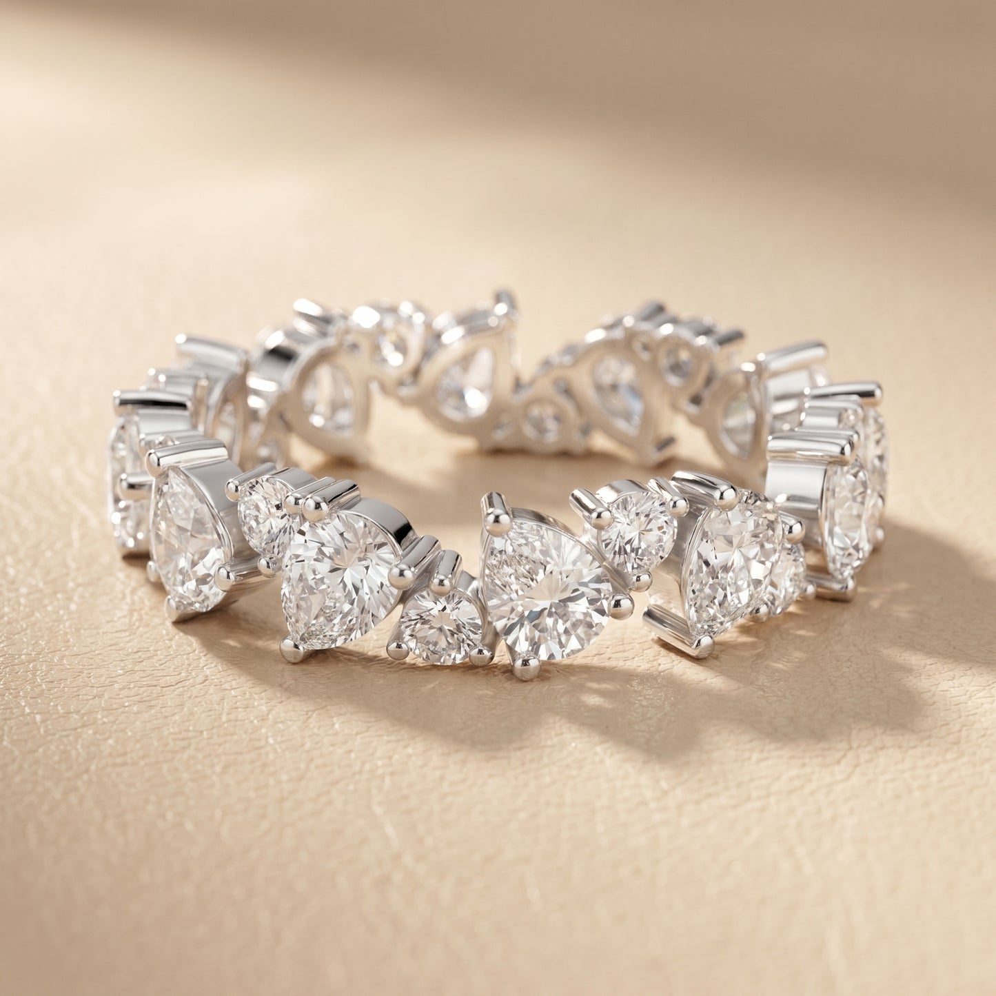 Pear Round Cut Lab Grown Diamond Ring in White Gold
