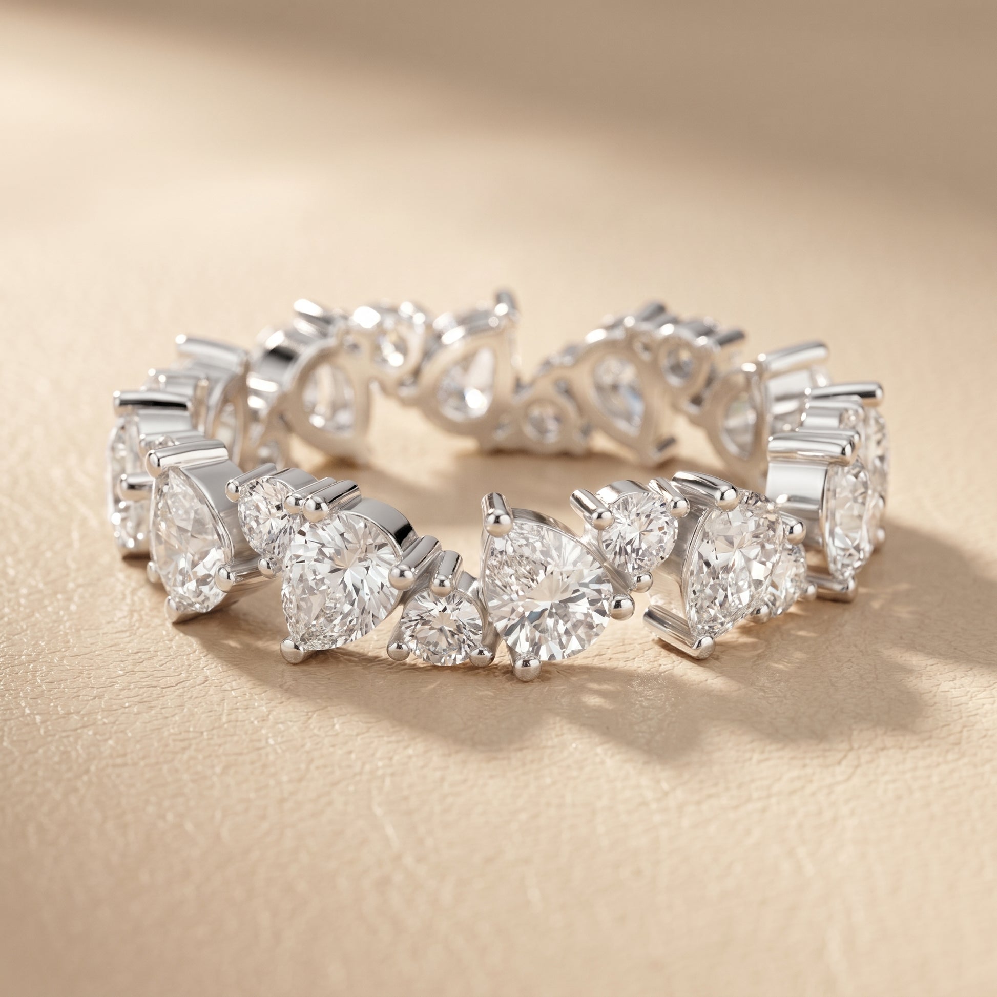 Pear Round Cut Lab Grown Diamond Ring in White Gold