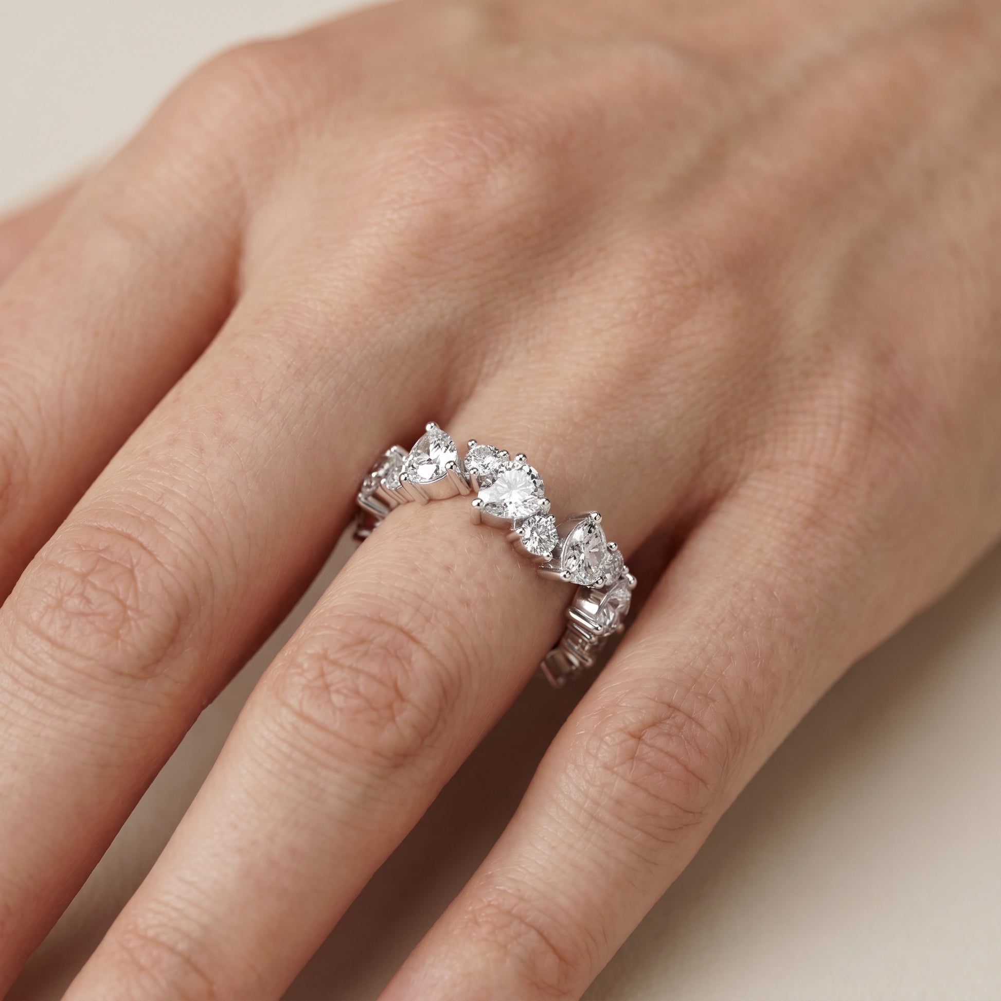 Pear Round Cut Lab Grown Diamond Ring in Silver