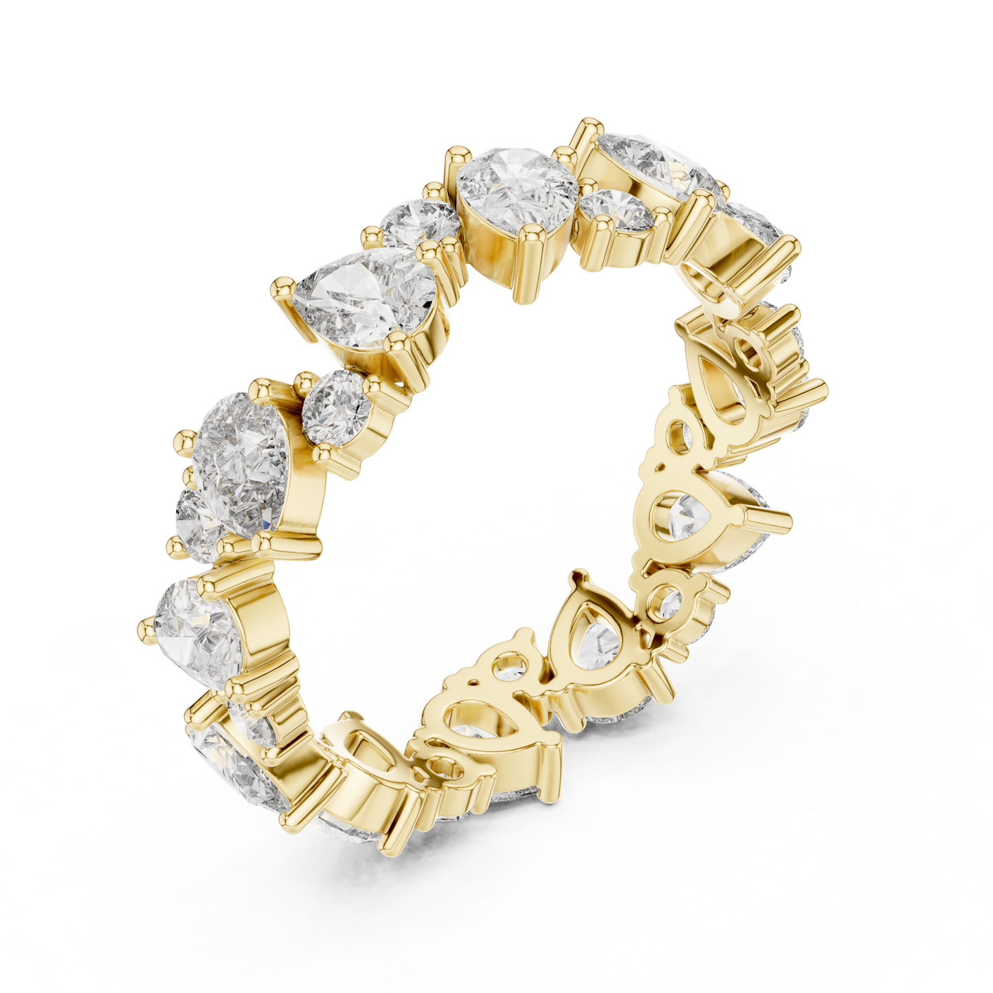 Pear Round Cut Lab Grown Diamond Ring in Yellow Gold