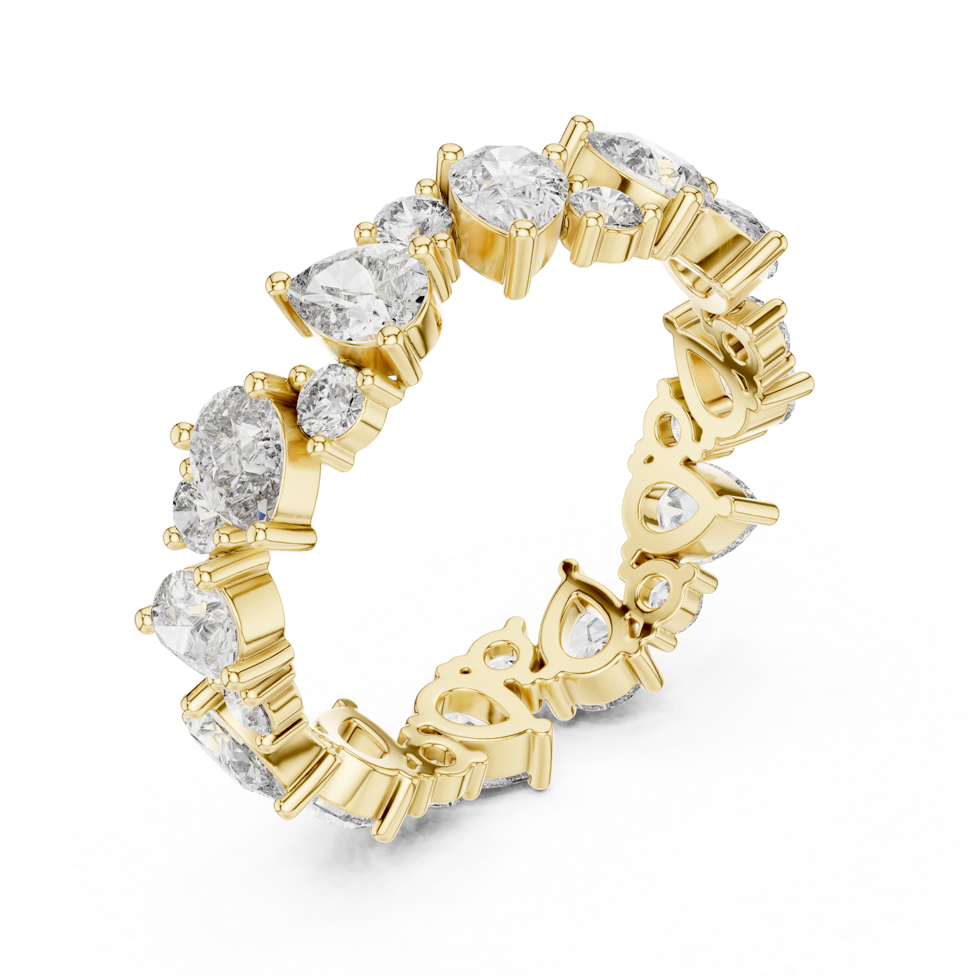 Pear Round Cut Lab Grown Diamond Ring in Yellow Gold