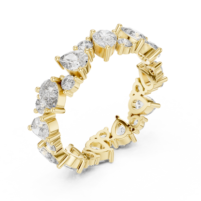 Pear Round Cut Lab Grown Diamond Ring in Yellow Gold