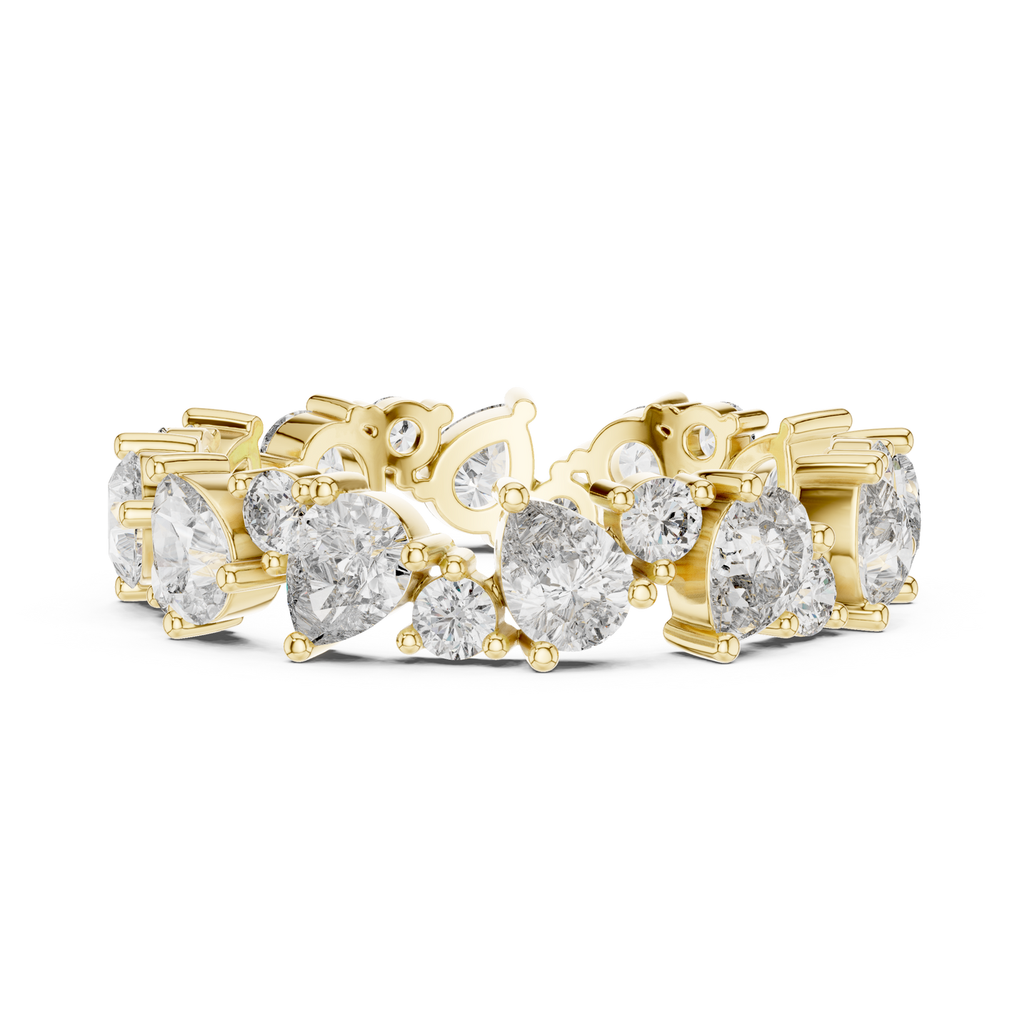 Pear Round Cut Lab Grown Diamond Ring in Yellow Gold