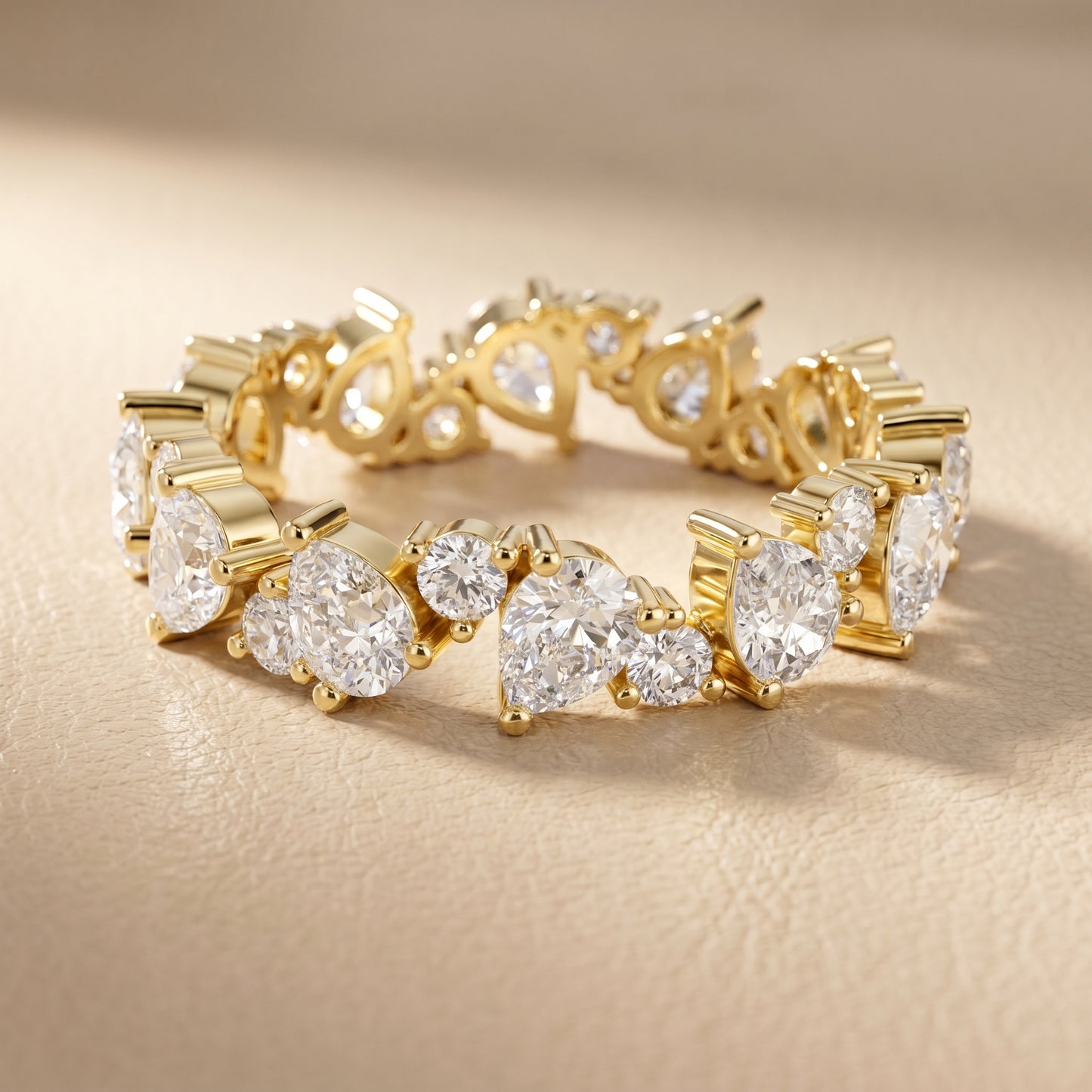 Pear Round Cut Lab Grown Diamond Ring in Yellow Gold
