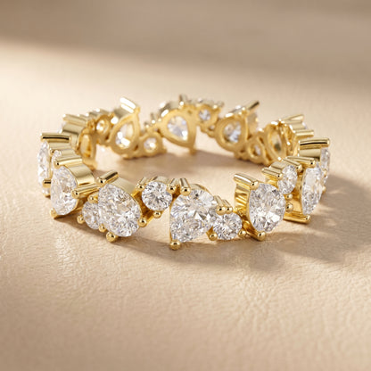 Pear Round Cut Lab Grown Diamond Ring in Yellow Gold