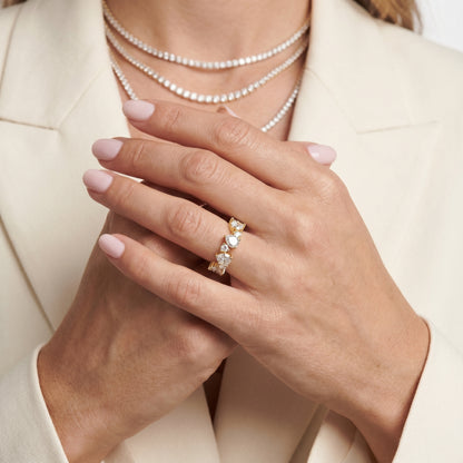 Pear Round Cut Lab Grown Diamond Ring in Yellow Gold