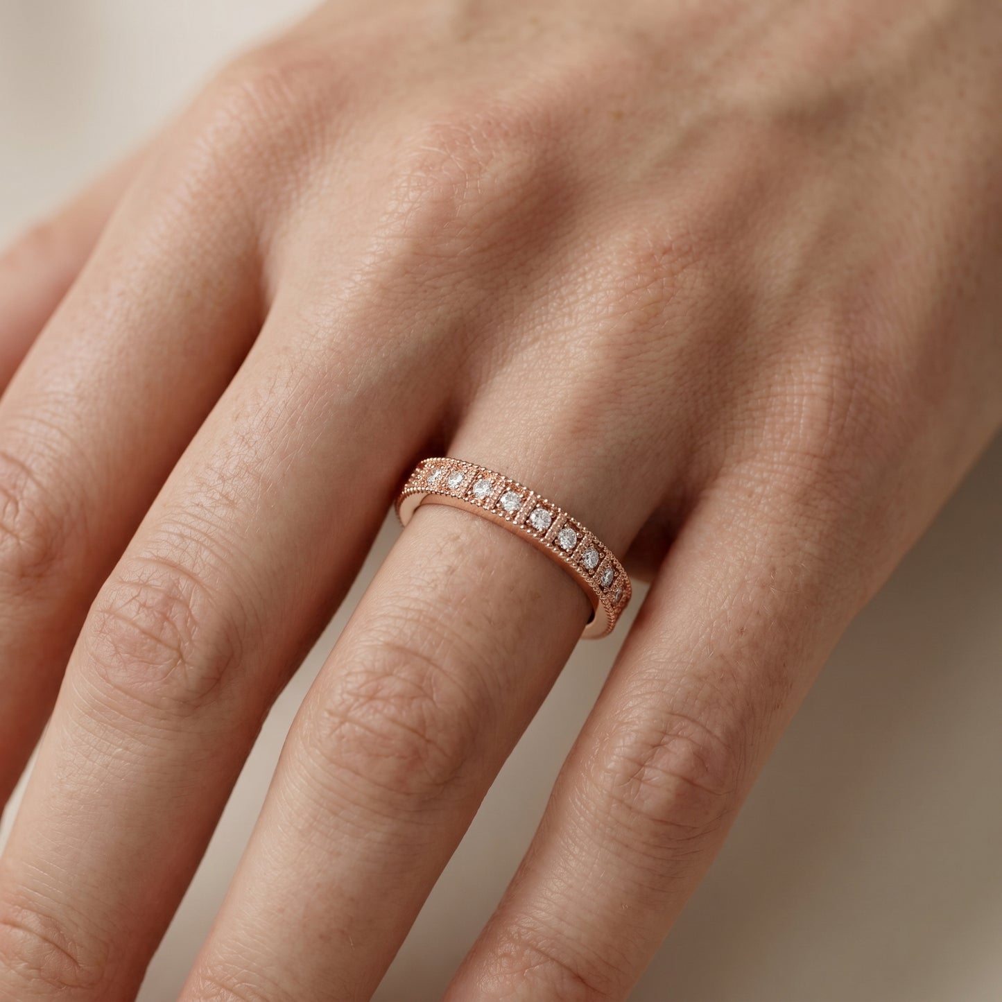 Round Cut Lab Grown Diamond Ring in Rose Gold