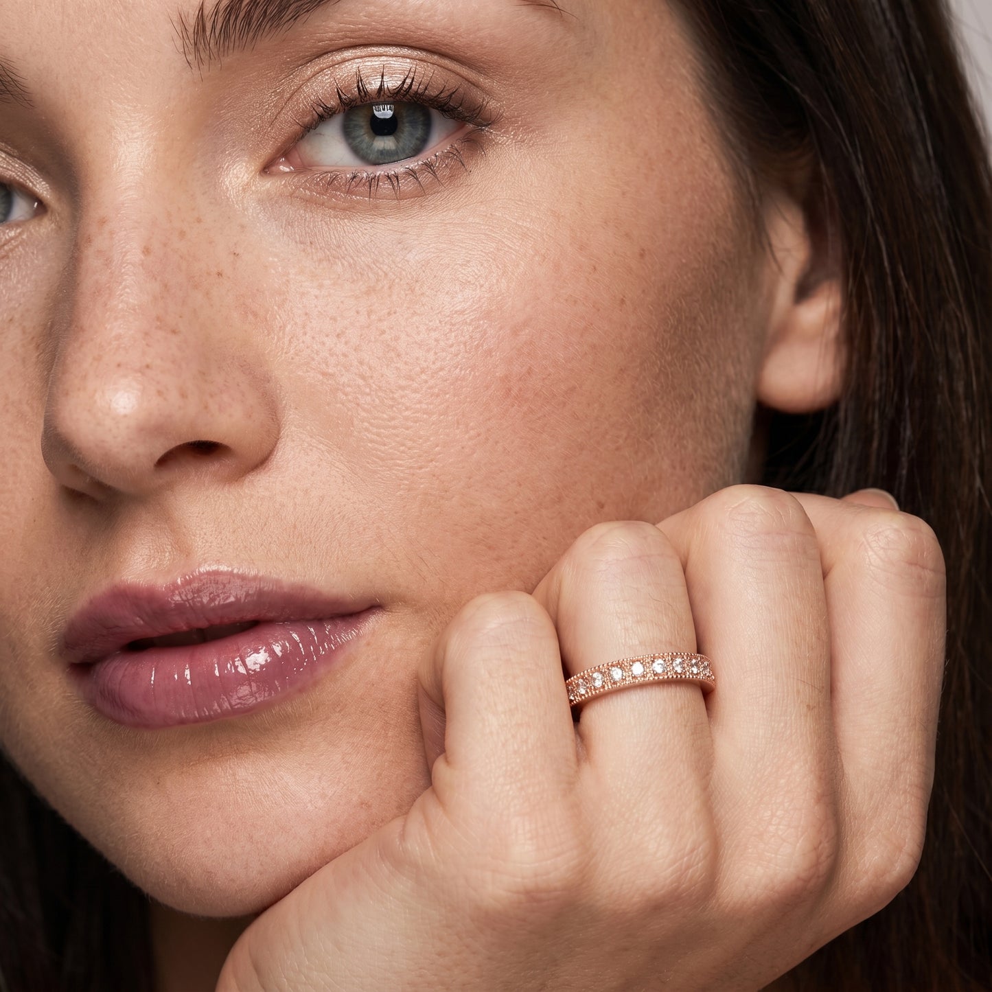 Round Cut Lab Grown Diamond Ring in Rose Gold