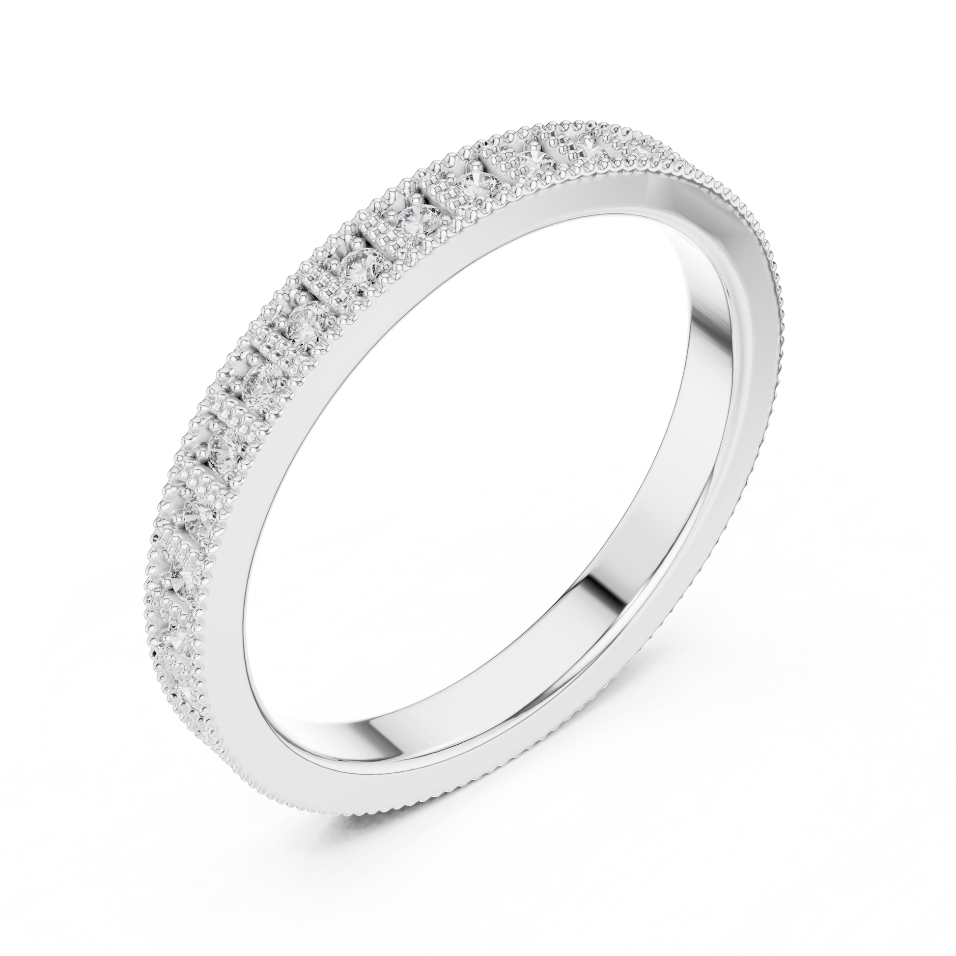 Round Cut Lab Grown Diamond Ring in Silver