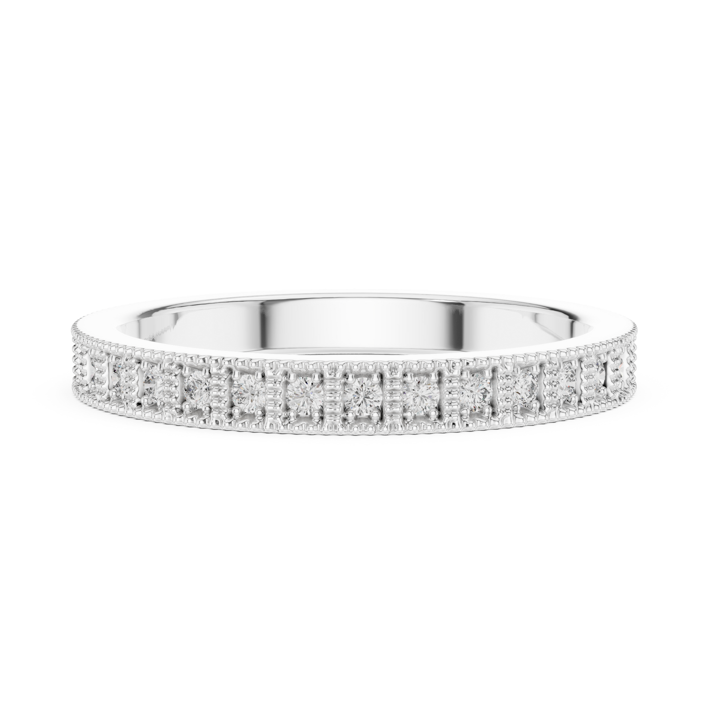 Round Cut Lab Grown Diamond Ring in Silver