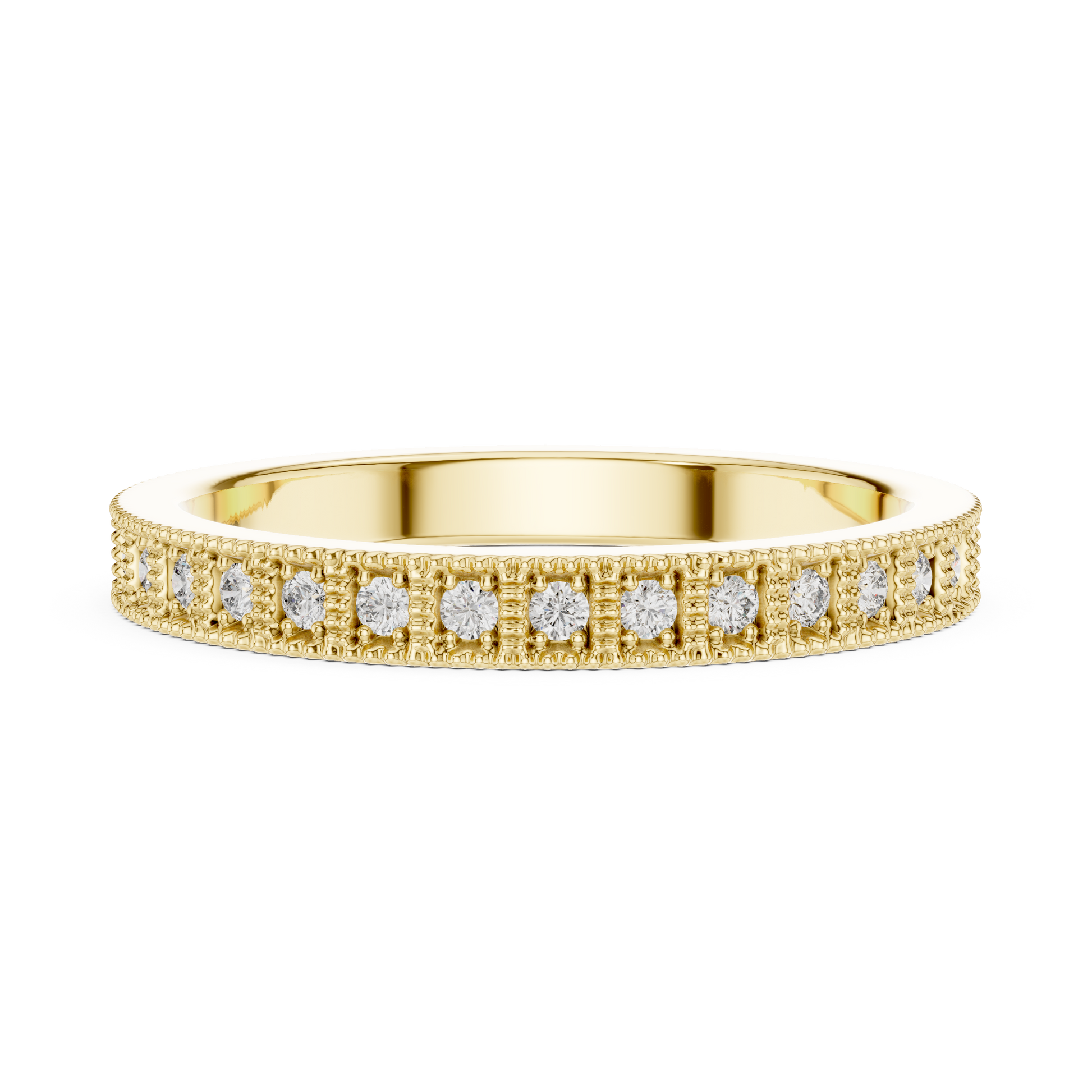 Round Cut Lab Grown Diamond Ring in Yellow Gold