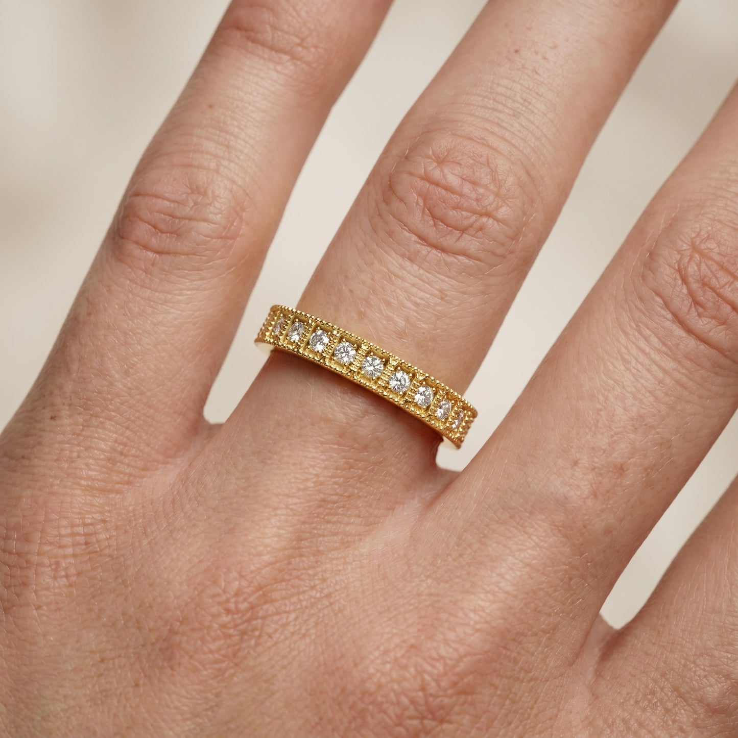 Round Cut Lab Grown Diamond Ring in Yellow Gold