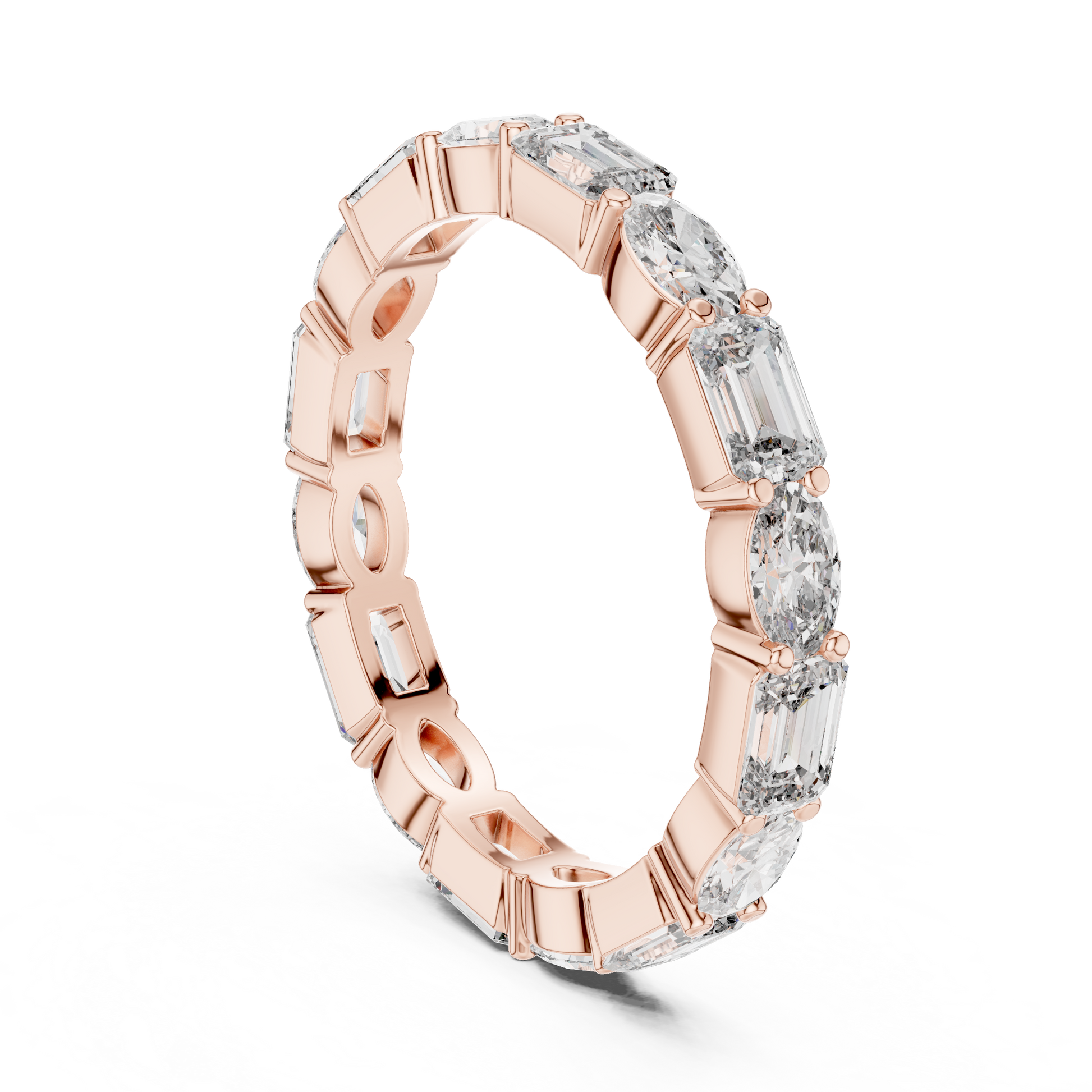 Emerald Oval Cut Lab Grown Diamond Ring in Rose Gold