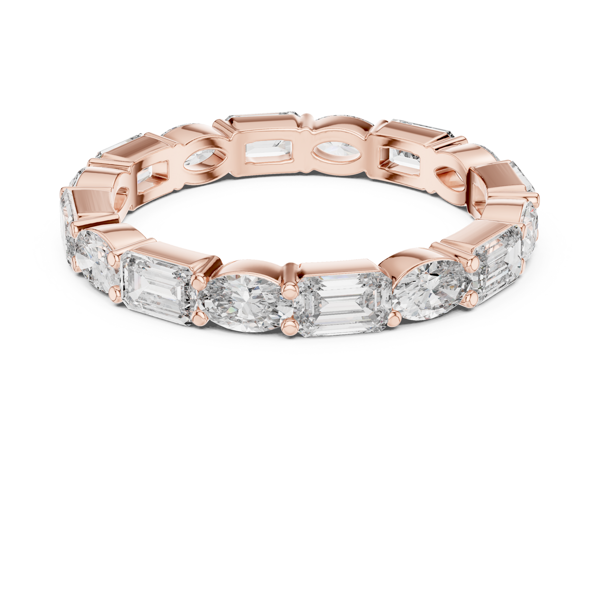 Emerald Oval Cut Lab Grown Diamond Ring in Rose Gold