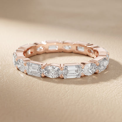 Emerald Oval Cut Lab Grown Diamond Ring in Rose Gold