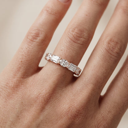 Emerald Oval Cut Lab Grown Diamond Ring in Rose Gold