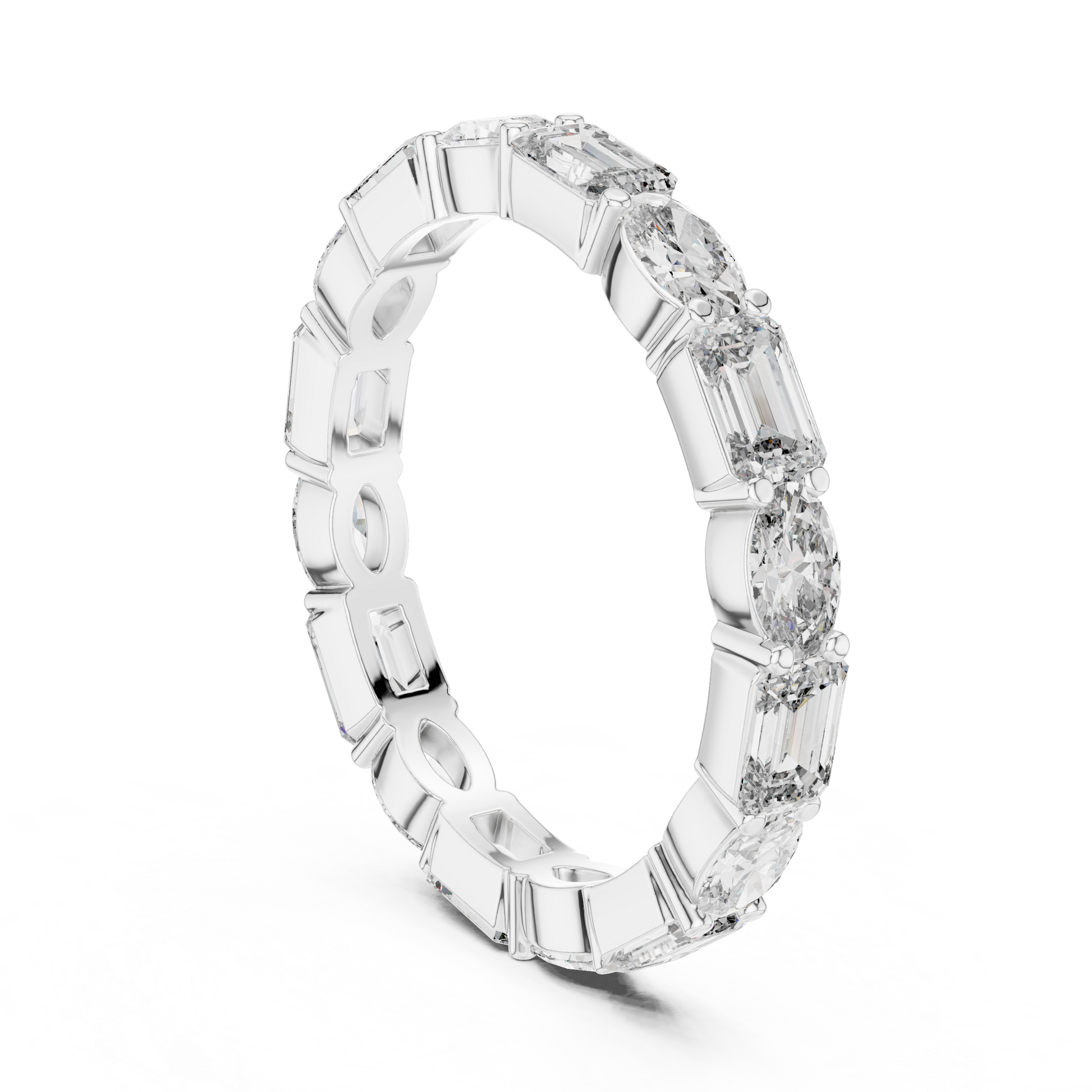 Emerald Oval Cut Lab Grown Diamond Ring in White Gold