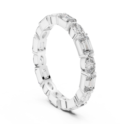 Emerald Oval Cut Lab Grown Diamond Ring in Silver