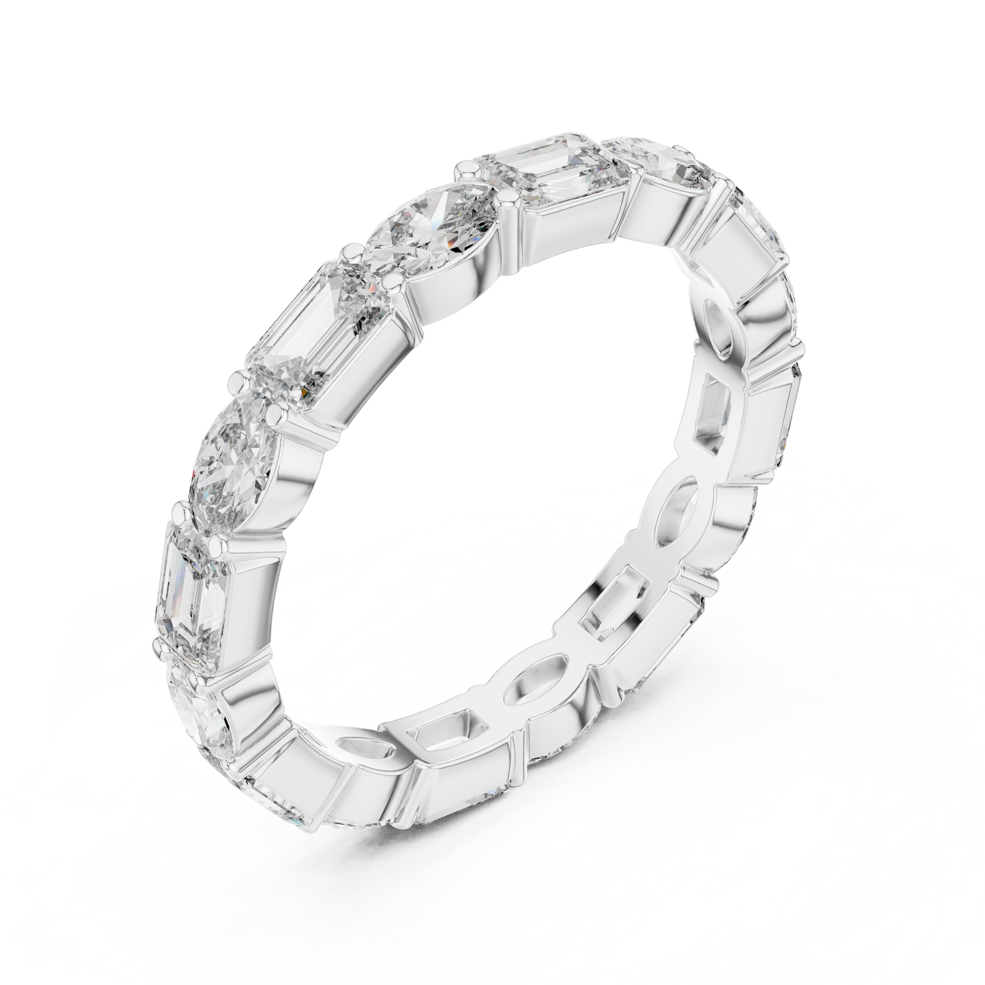 Emerald Oval Cut Lab Grown Diamond Ring in White Gold