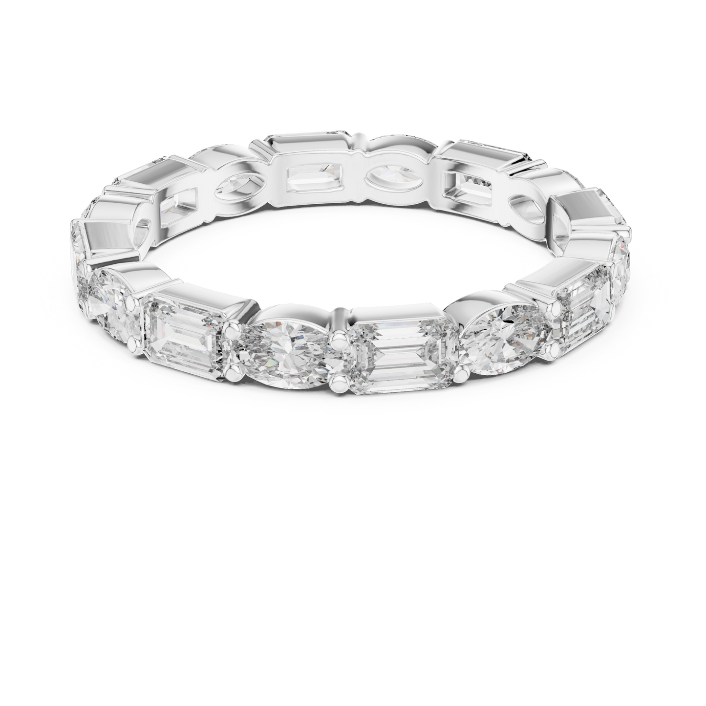 Emerald Oval Cut Lab Grown Diamond Ring in Platinum