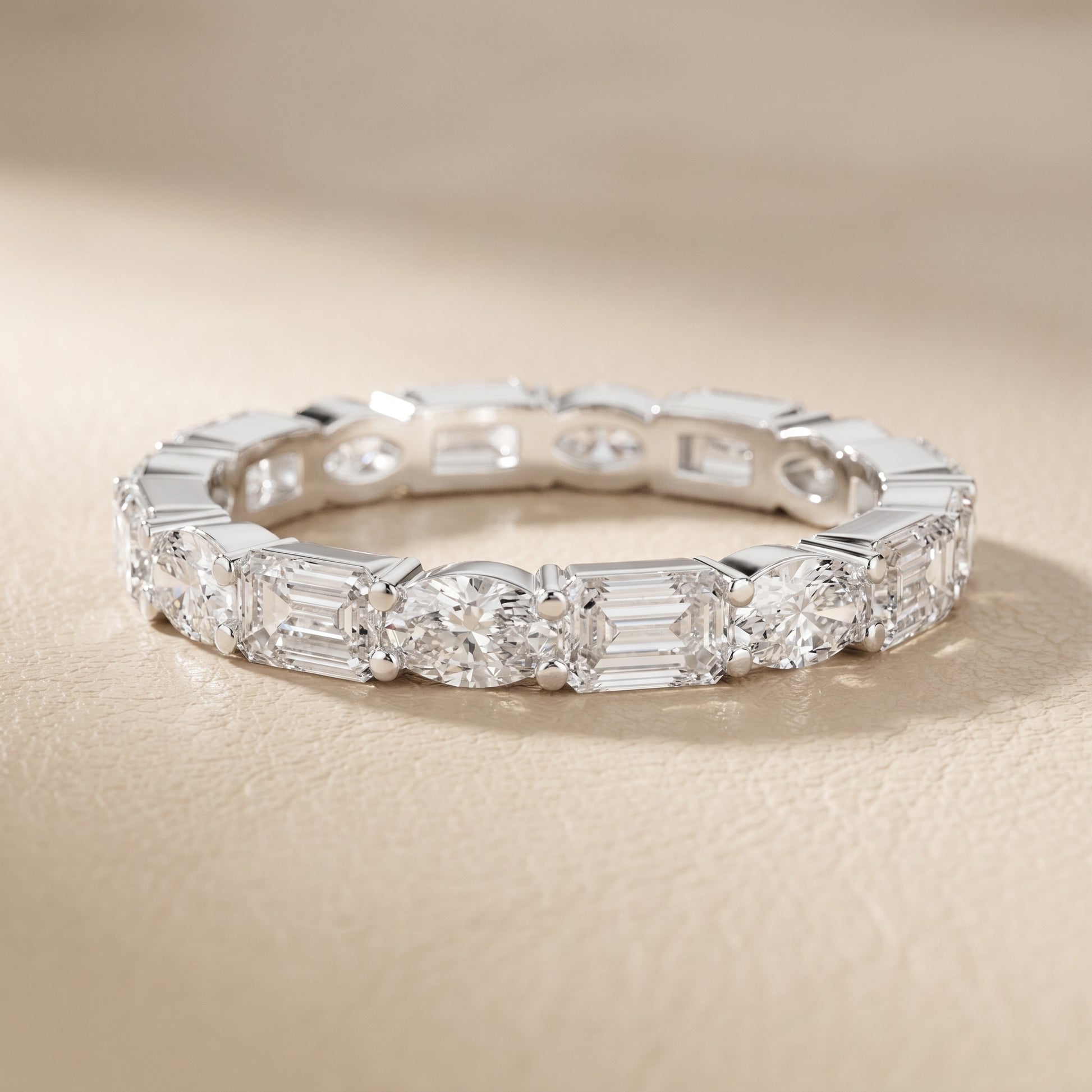 Emerald Oval Cut Lab Grown Diamond Ring in White Gold