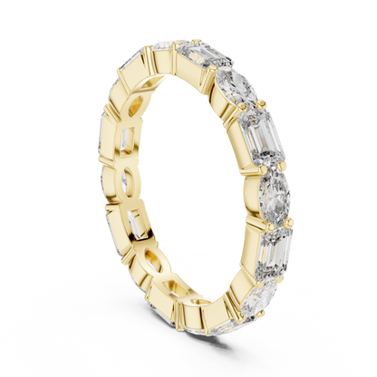 Emerald Oval Cut Lab Grown Diamond Ring in Yellow Gold