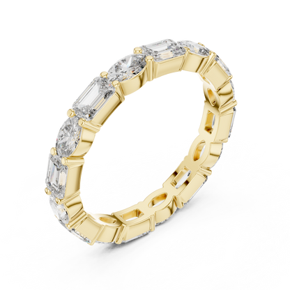 Emerald Oval Cut Lab Grown Diamond Ring in Yellow Gold