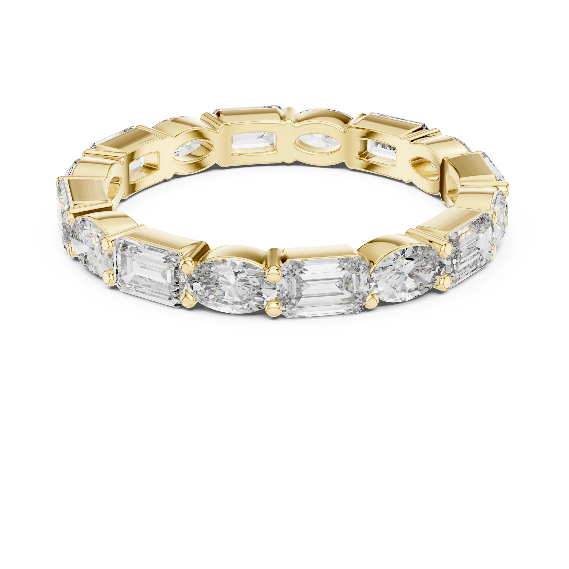 Emerald Oval Cut Lab Grown Diamond Ring in Yellow Gold
