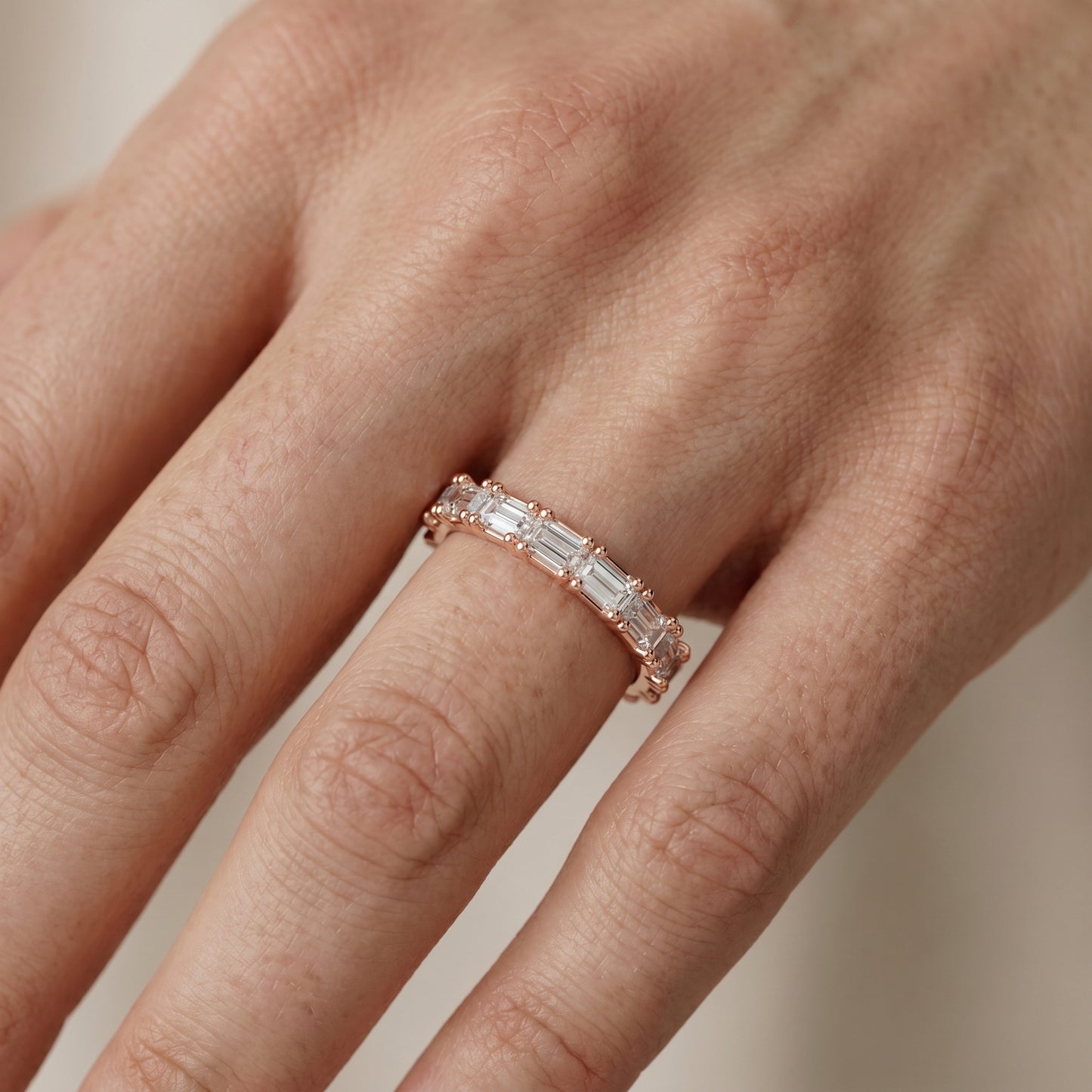Emerald Cut Lab Grown Diamond Ring in Rose Gold