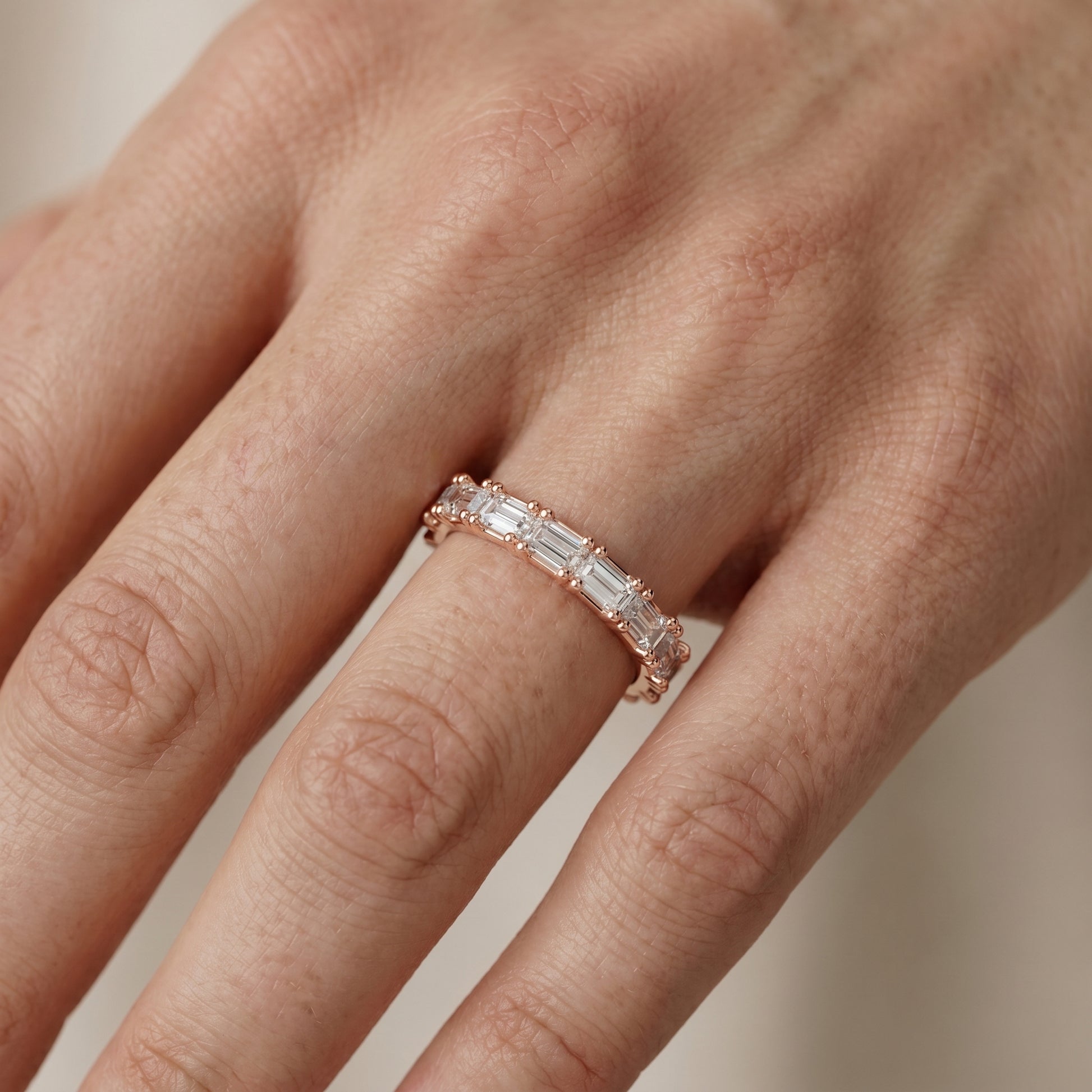 Emerald Cut Lab Grown Diamond Ring in Rose Gold