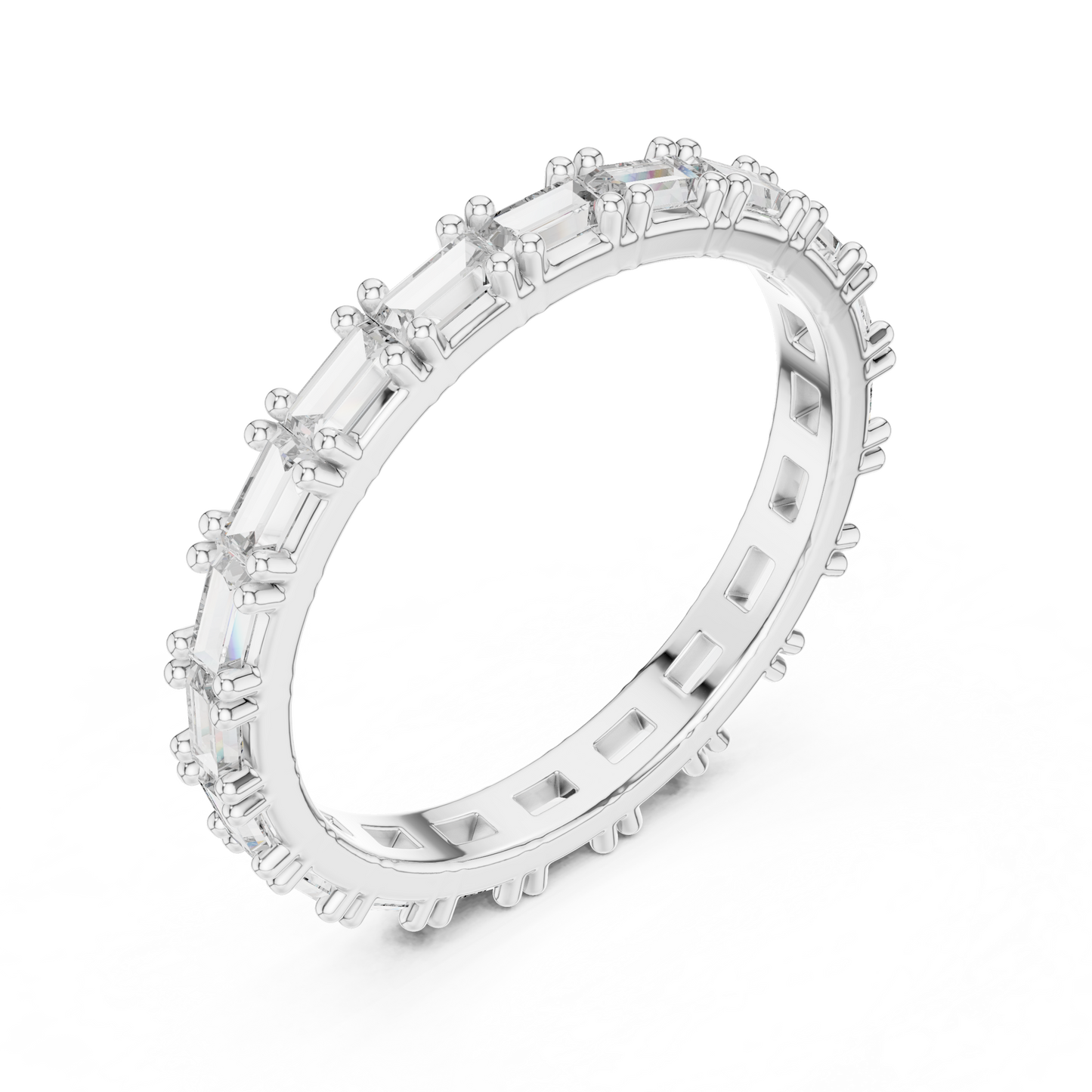Emerald Cut Lab Grown Diamond Ring in White Gold