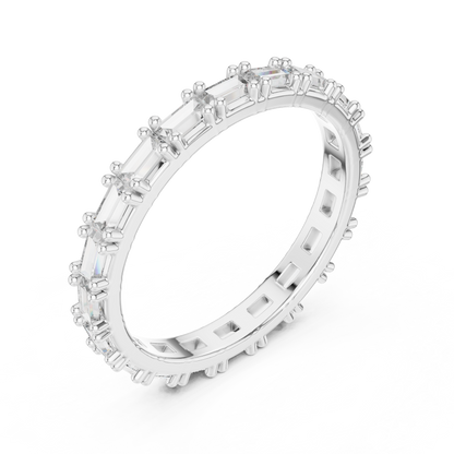 Emerald Cut Lab Grown Diamond Ring in White Gold