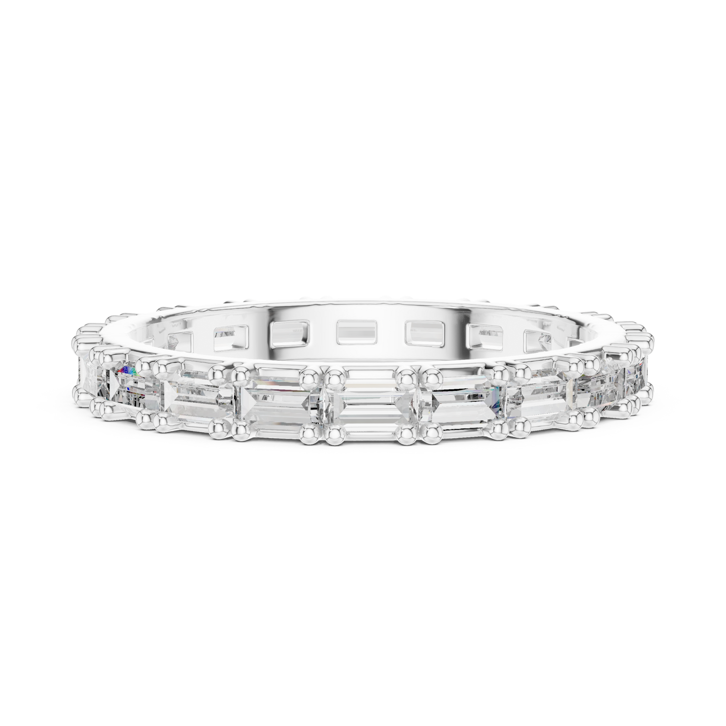 Emerald Cut Lab Grown Diamond Ring in Silver
