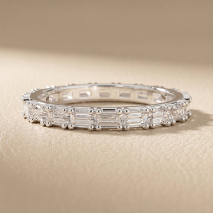 Emerald Cut Lab Grown Diamond Ring in White Gold