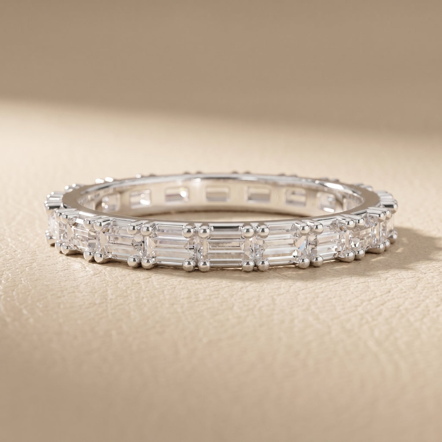 Emerald Cut Lab Grown Diamond Ring in Silver