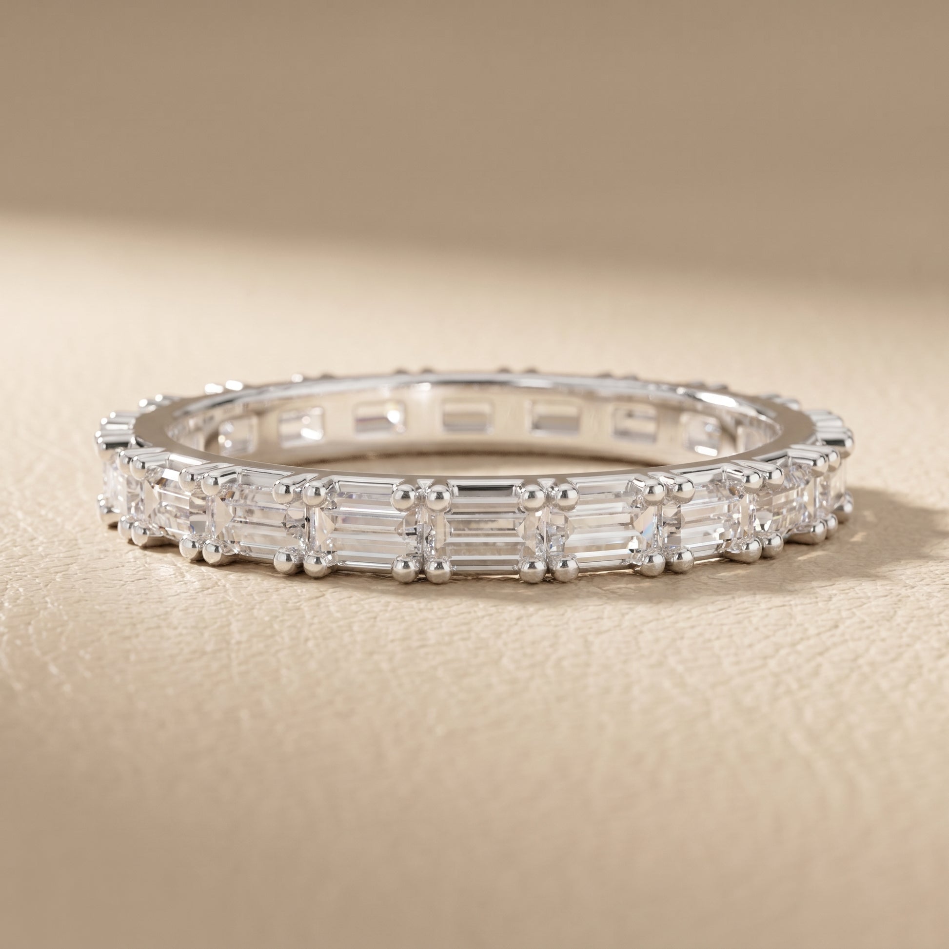 Emerald Cut Lab Grown Diamond Ring in Silver