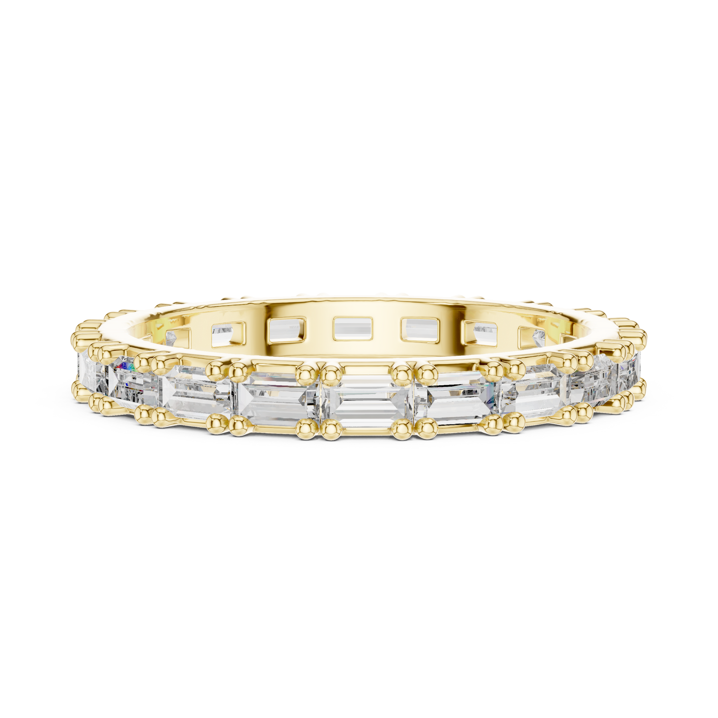 Emerald Cut Lab Grown Diamond Ring in Yellow Gold