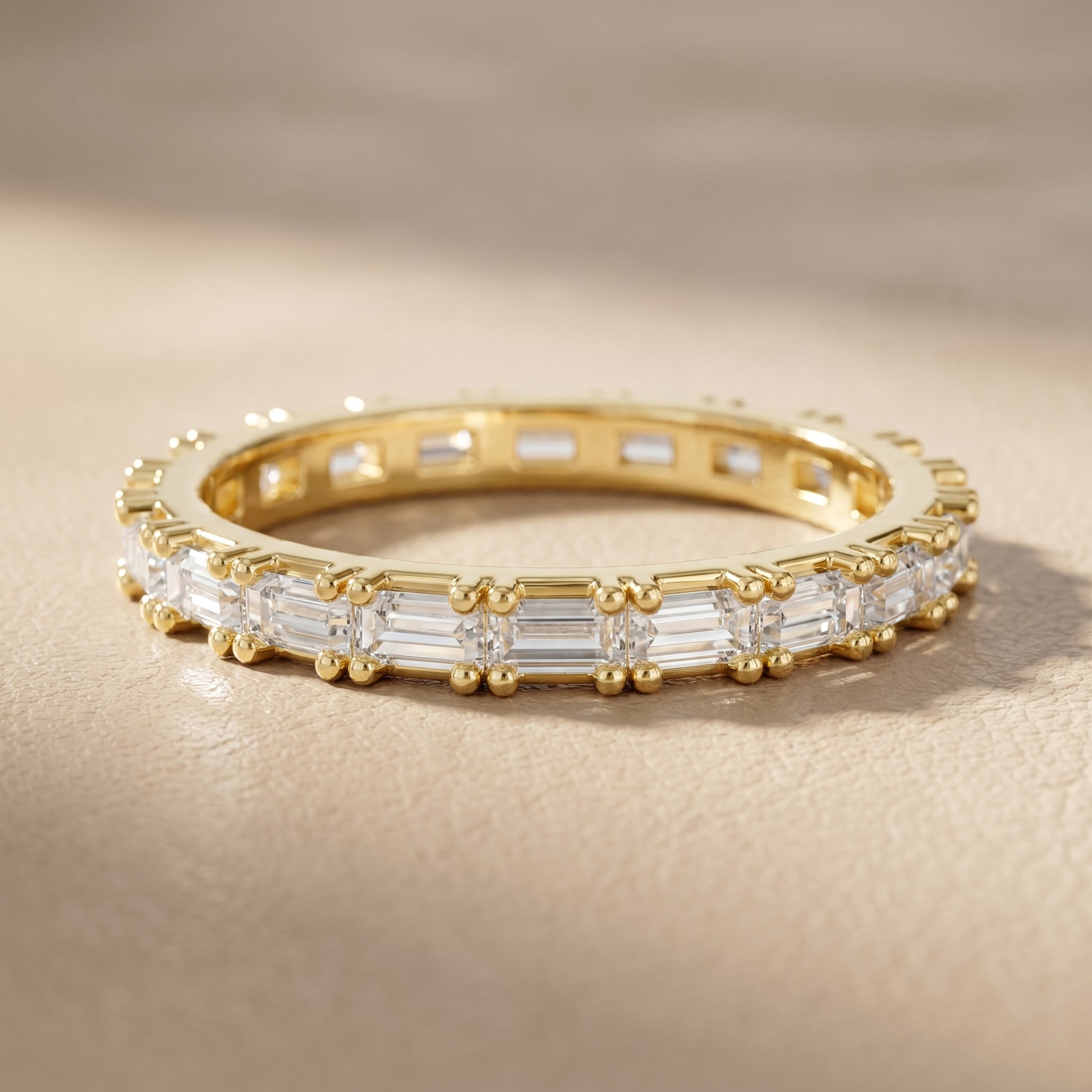 Emerald Cut Lab Grown Diamond Ring in Yellow Gold