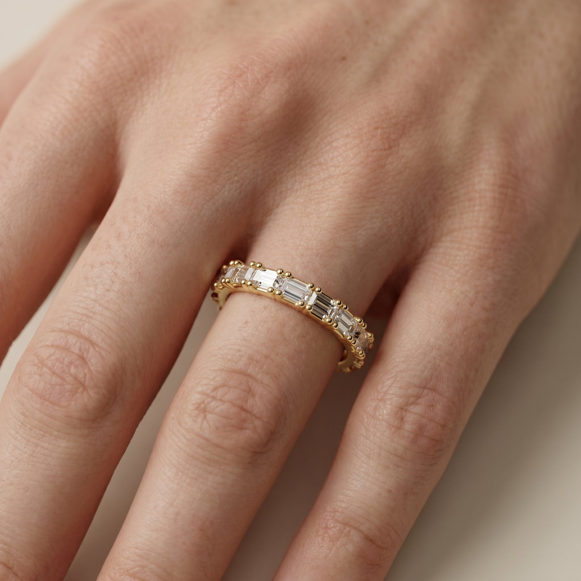 Emerald Cut Lab Grown Diamond Ring in Yellow Gold