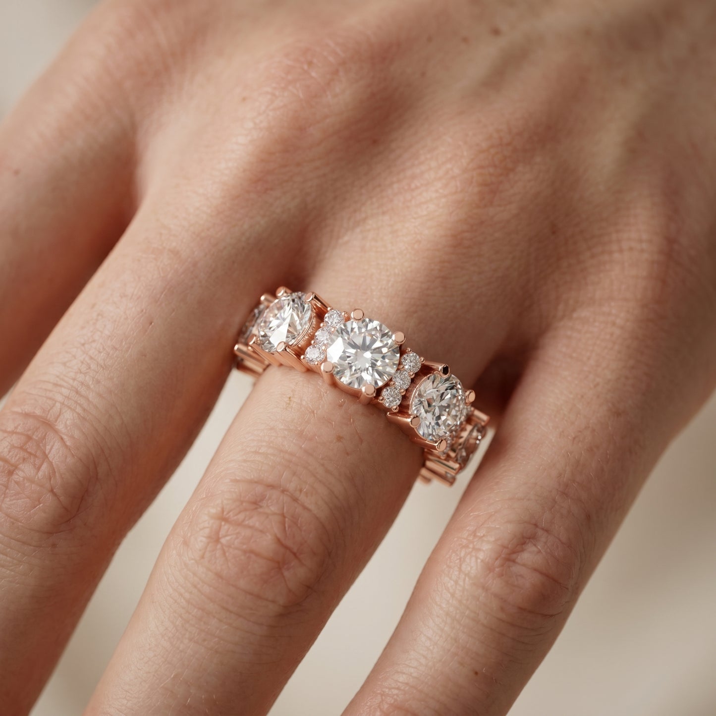 Round Cut Lab Grown Diamond Ring in Rose Gold