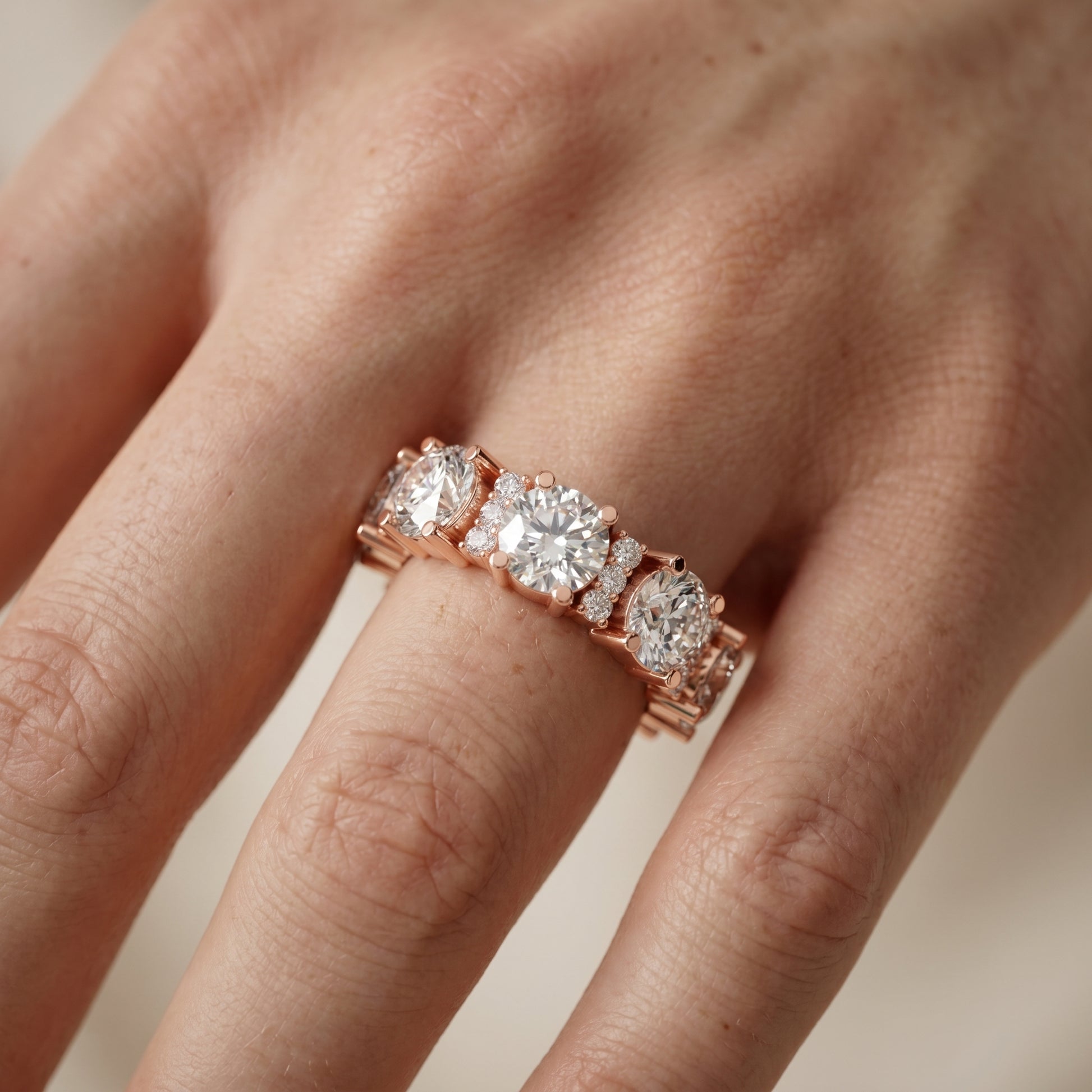 Round Cut Lab Grown Diamond Ring in Rose Gold