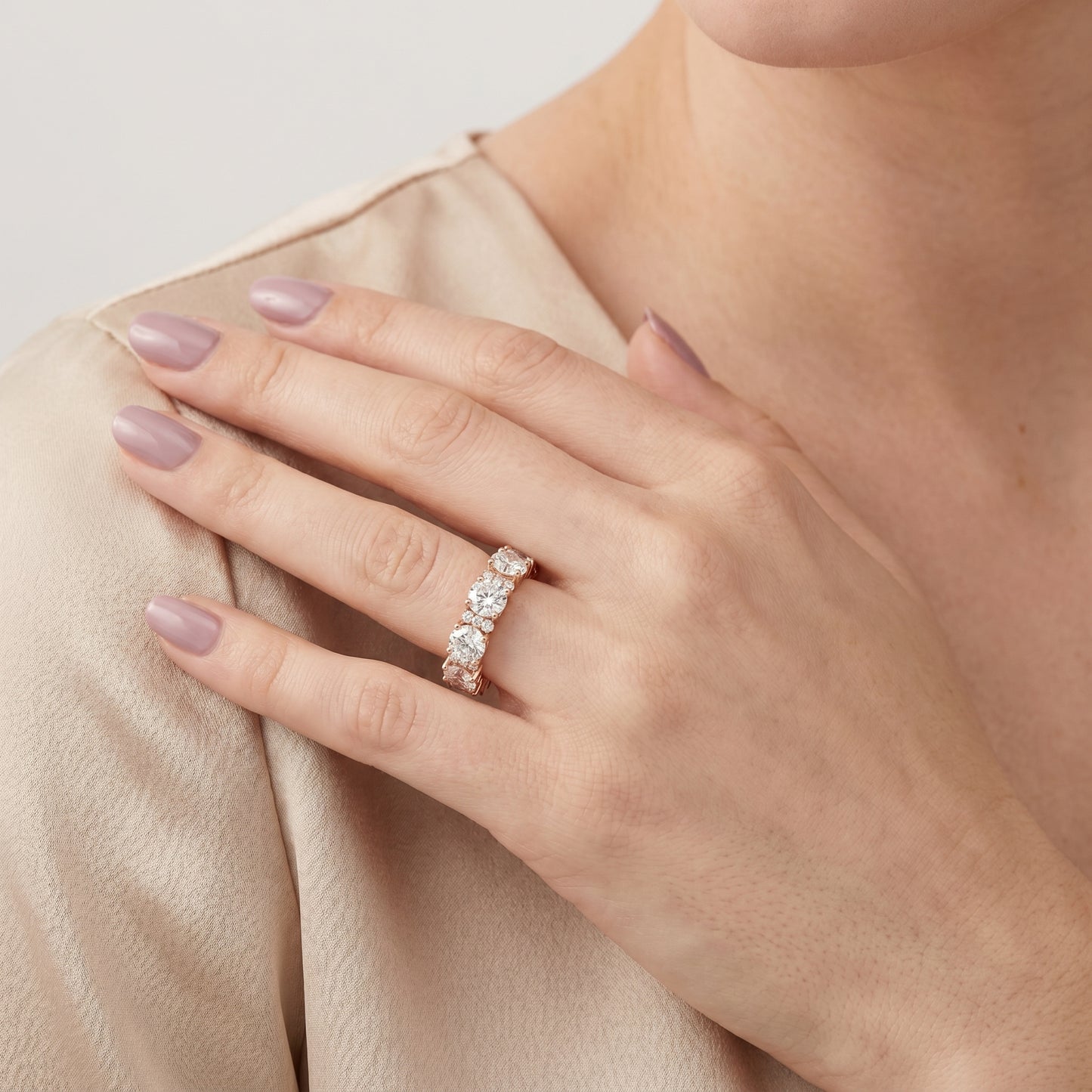 Round Cut Lab Grown Diamond Ring in Rose Gold