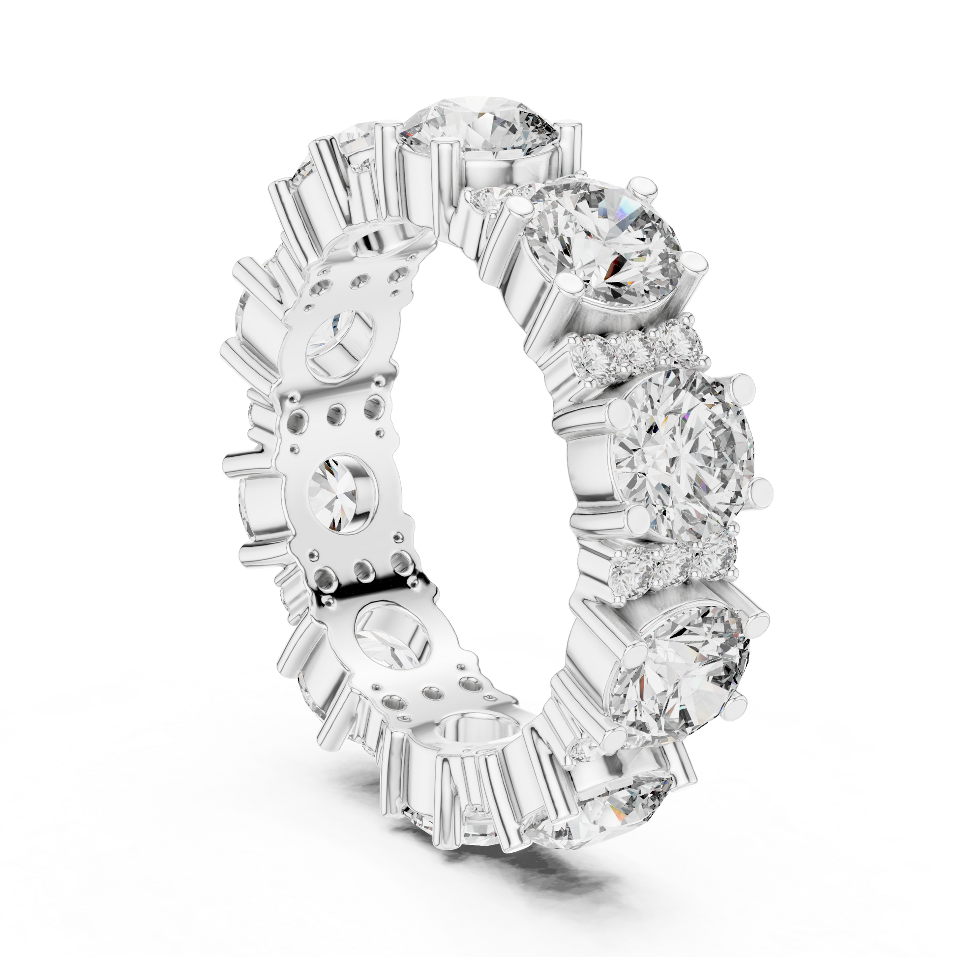 Round Cut Lab Grown Diamond Ring in White Gold