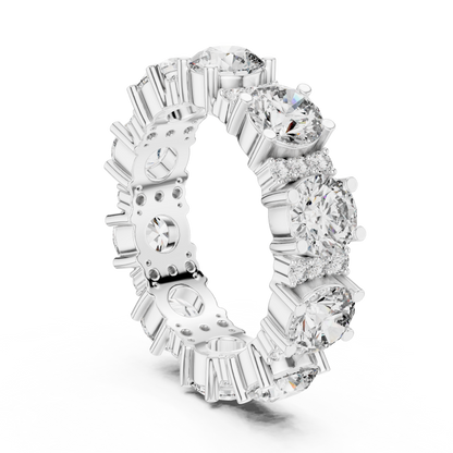 Round Cut Lab Grown Diamond Ring in Silver