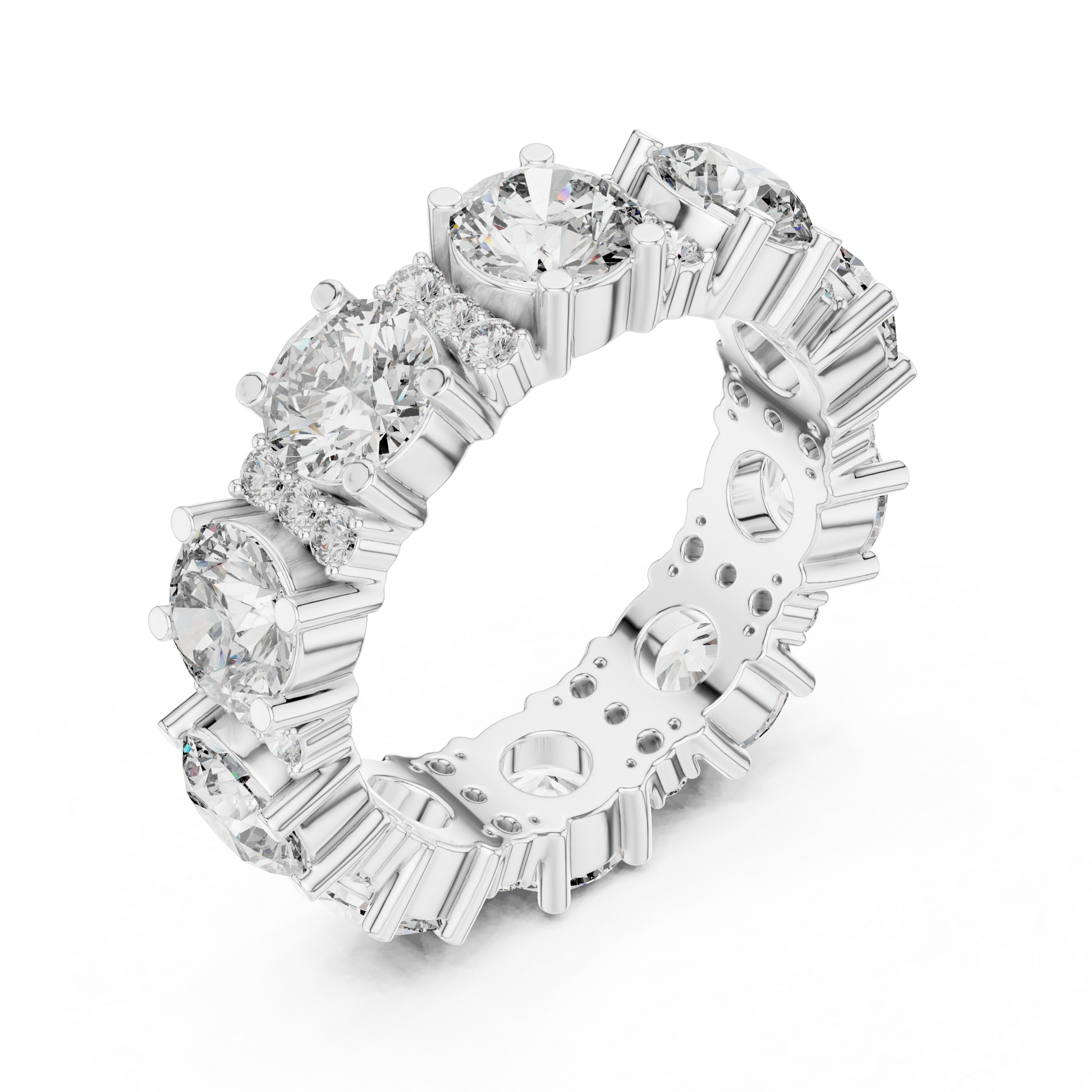Round Cut Lab Grown Diamond Ring in Silver