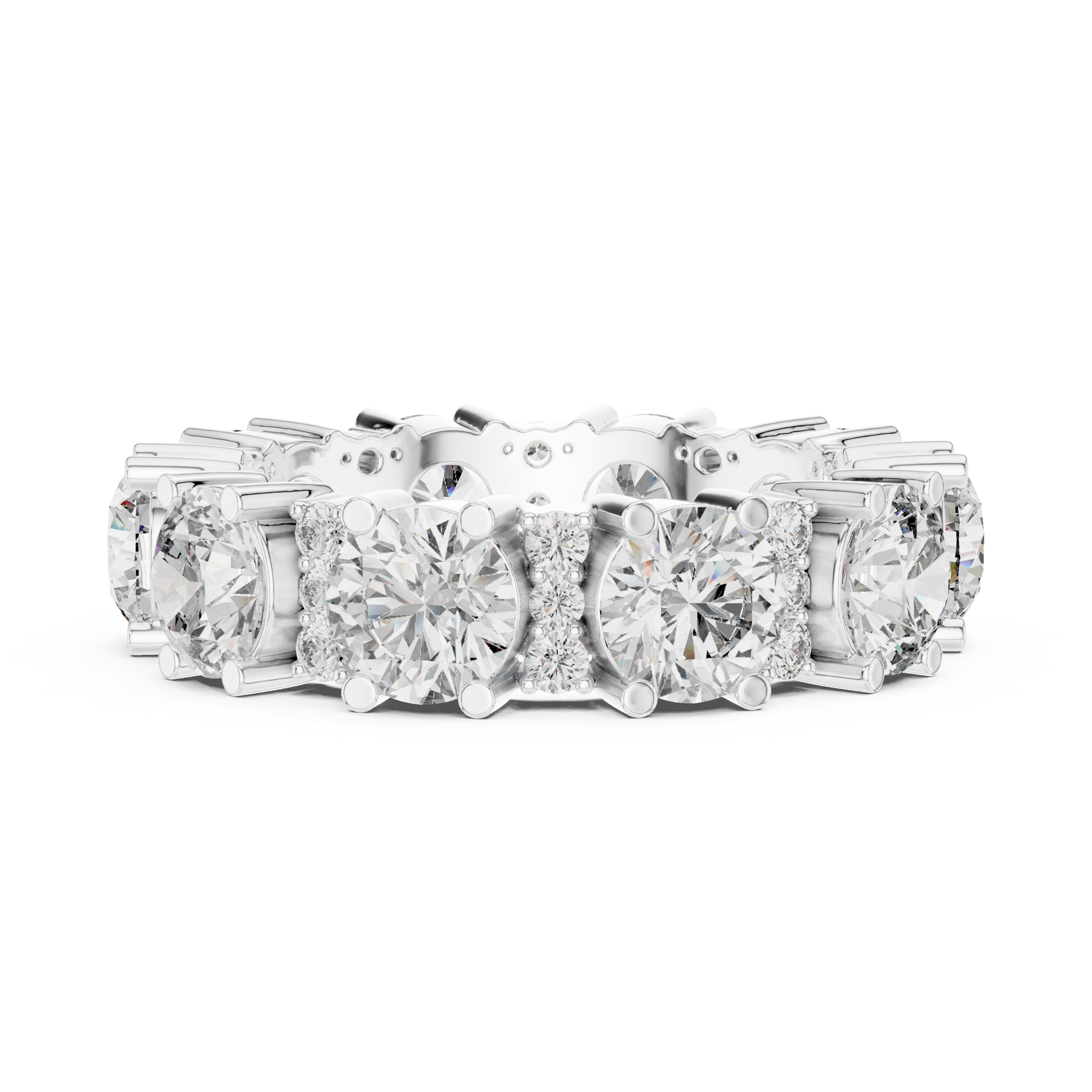 Round Cut Lab Grown Diamond Ring in White Gold
