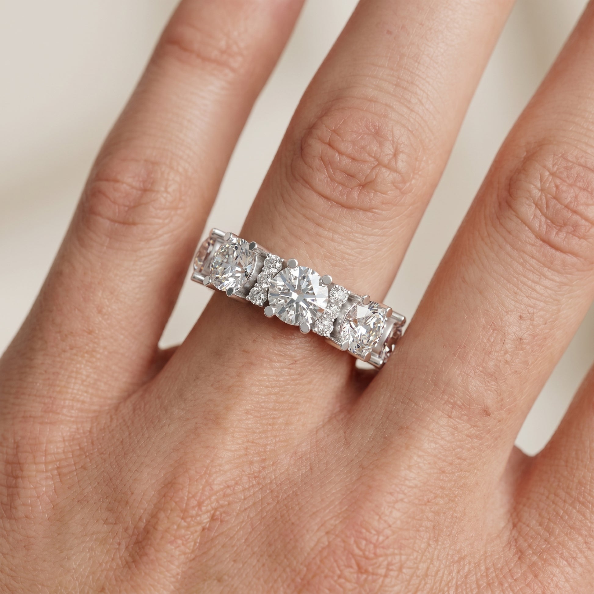 Round Cut Lab Grown Diamond Ring in Silver