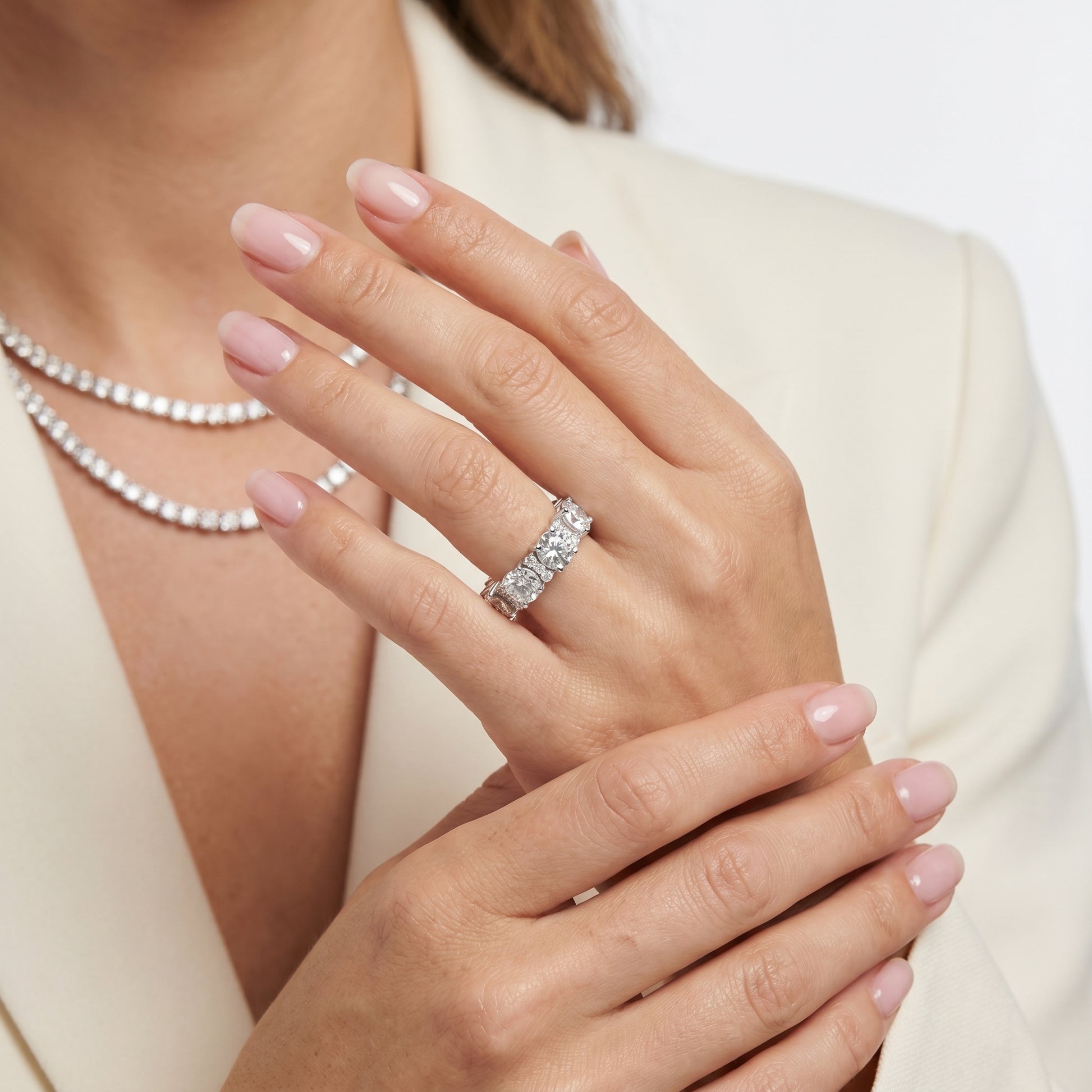 Round Cut Lab Grown Diamond Ring in White Gold