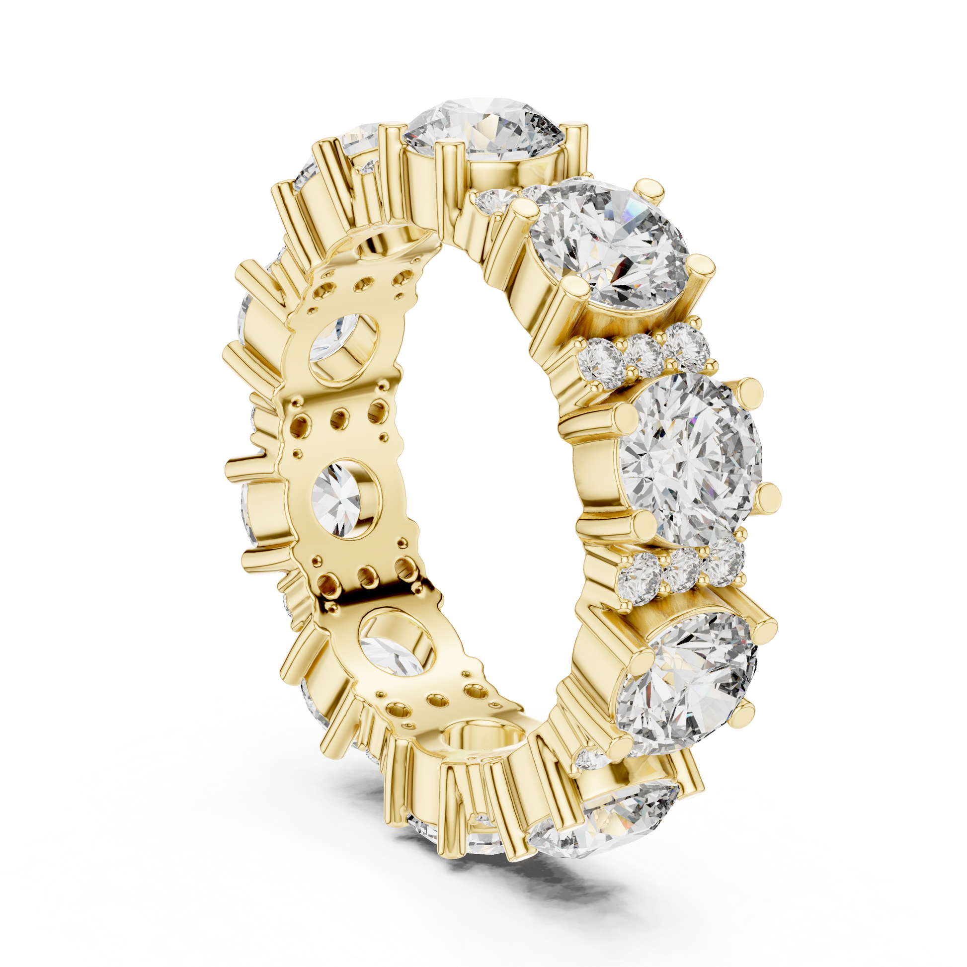 Round Cut Lab Grown Diamond Ring in Yellow Gold
