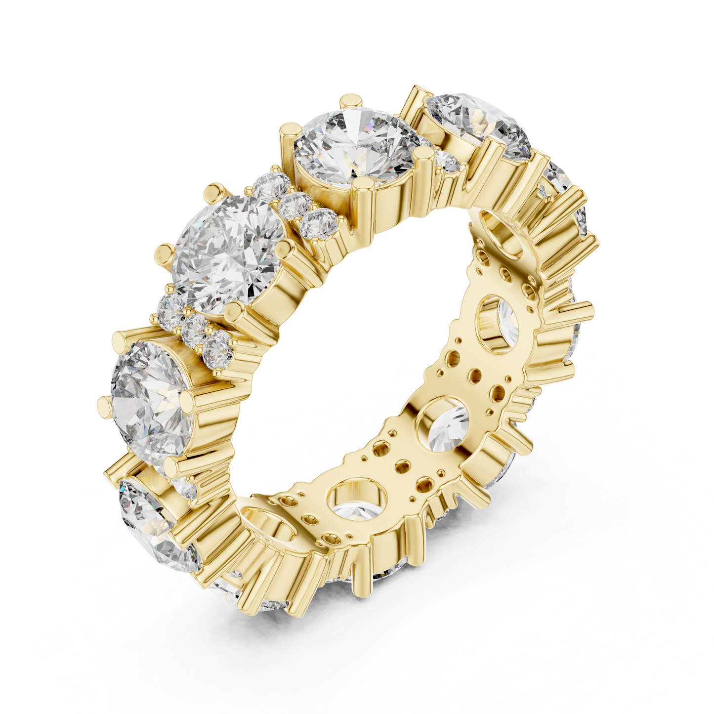 Round Cut Lab Grown Diamond Ring in Yellow Gold